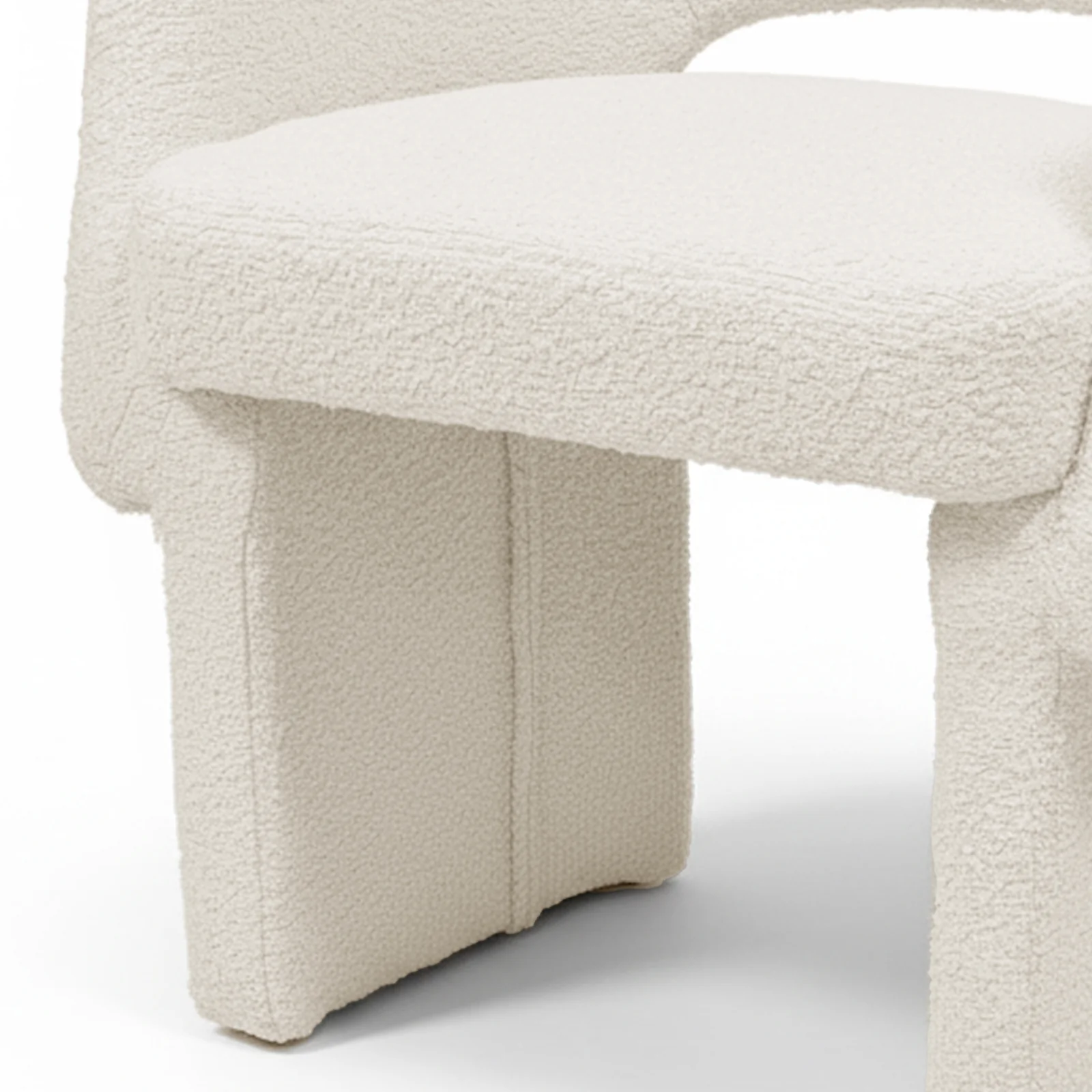 Avela Boucle Fabric Curved Accent Armchair in Cream White - Image 3