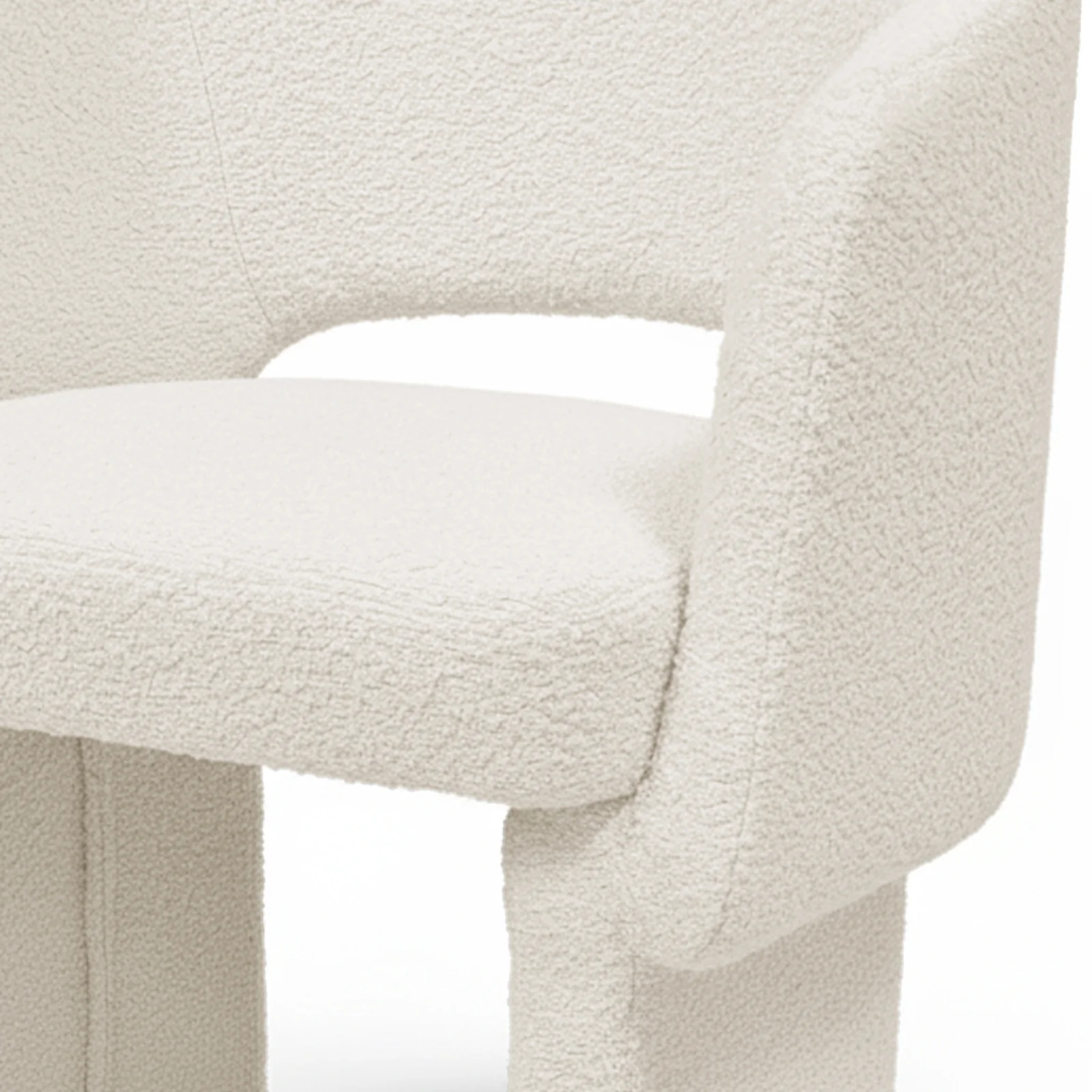Avela Boucle Fabric Curved Accent Armchair in Cream White - Image 4