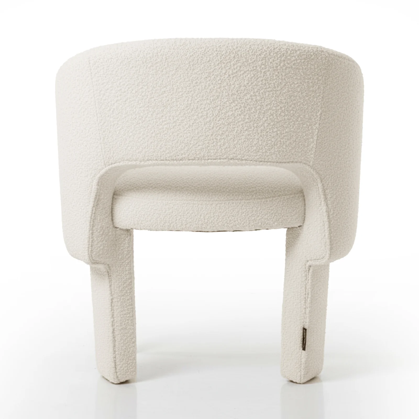 Avela Boucle Fabric Curved Accent Armchair in Cream White - Image 9
