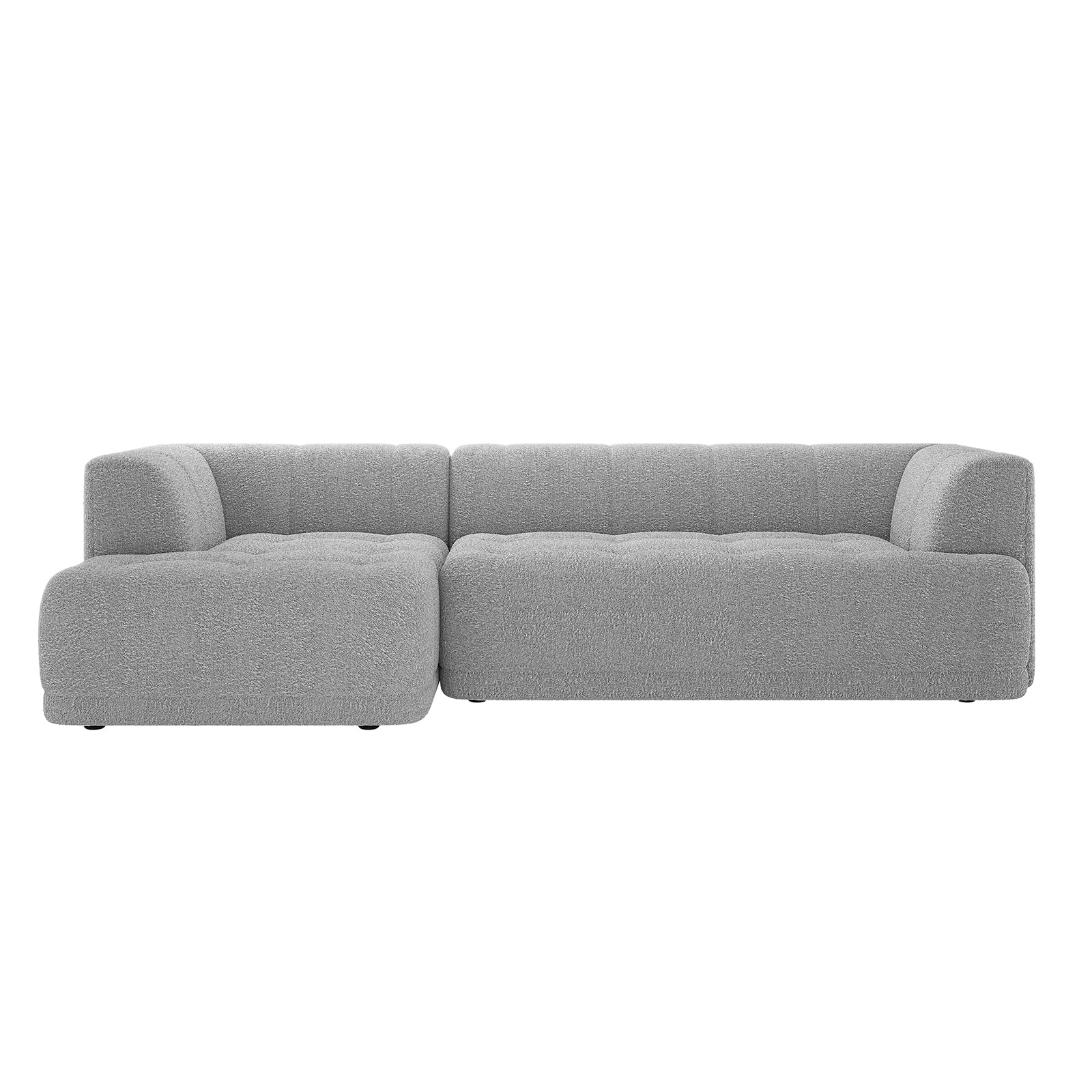 Averill 4 Seater Boucle Fabric Chaise Sofa in Grey - Image 4
