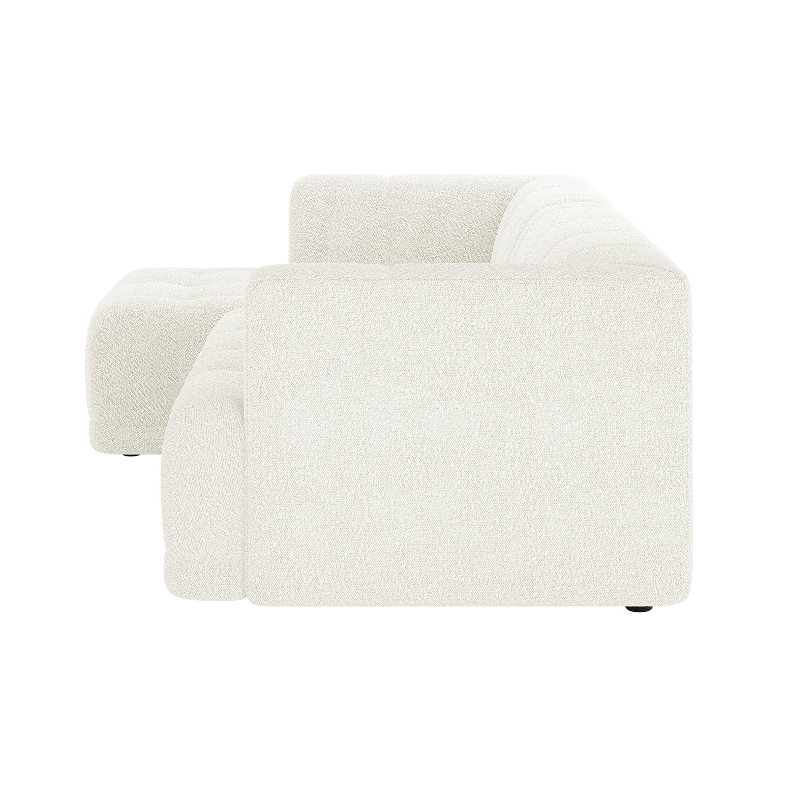 Averill 4 Seater Boucle Fabric Chaise Sofa in Light Beige - Image 5