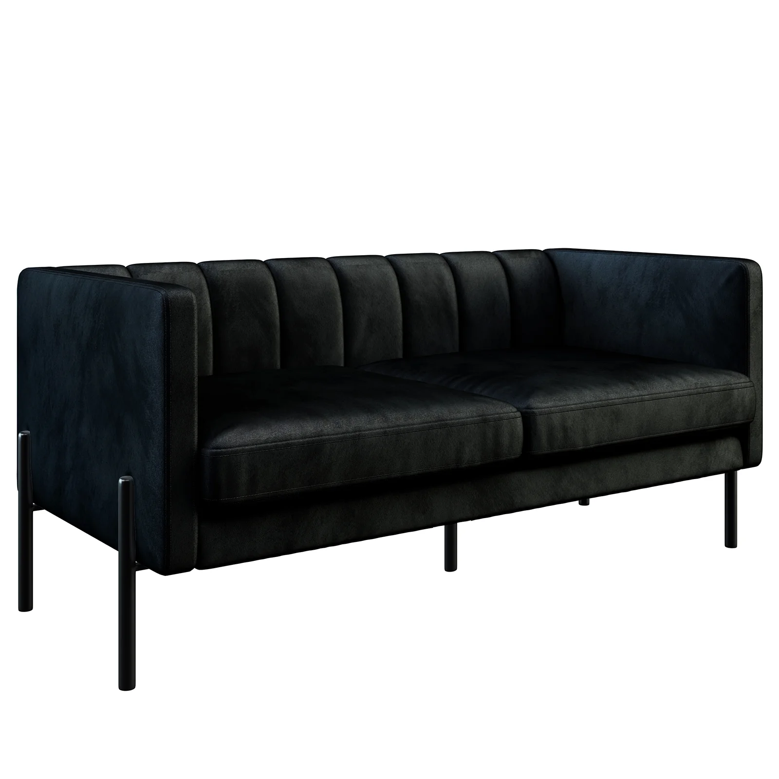 Avian 2 Seater Velvet Sofa with Steel Legs in Black - Image 4