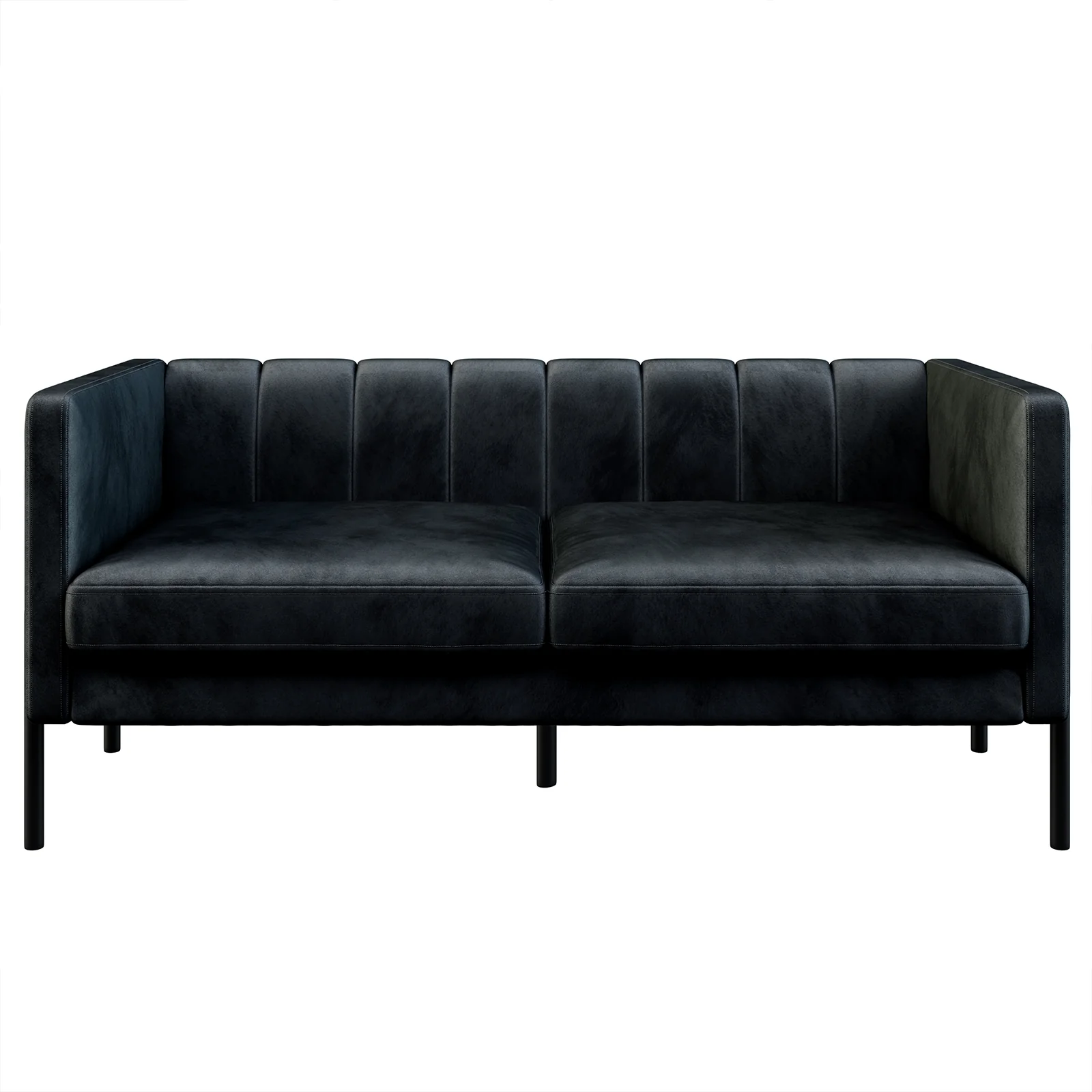 Avian 2 Seater Velvet Sofa with Steel Legs in Black - Image 6