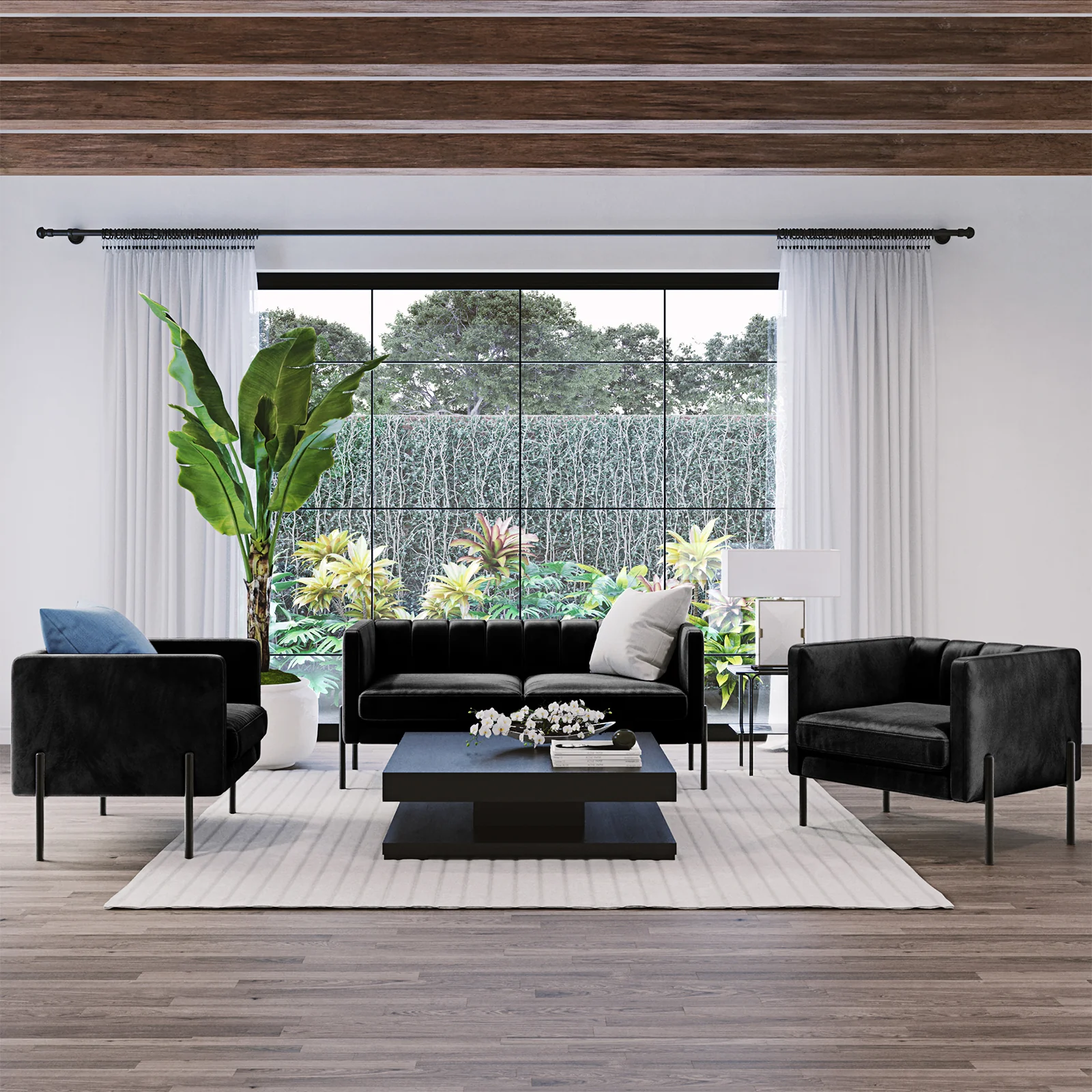 Avian 3 Seater Velvet Sofa Set with Steel Legs in Black - Image 2
