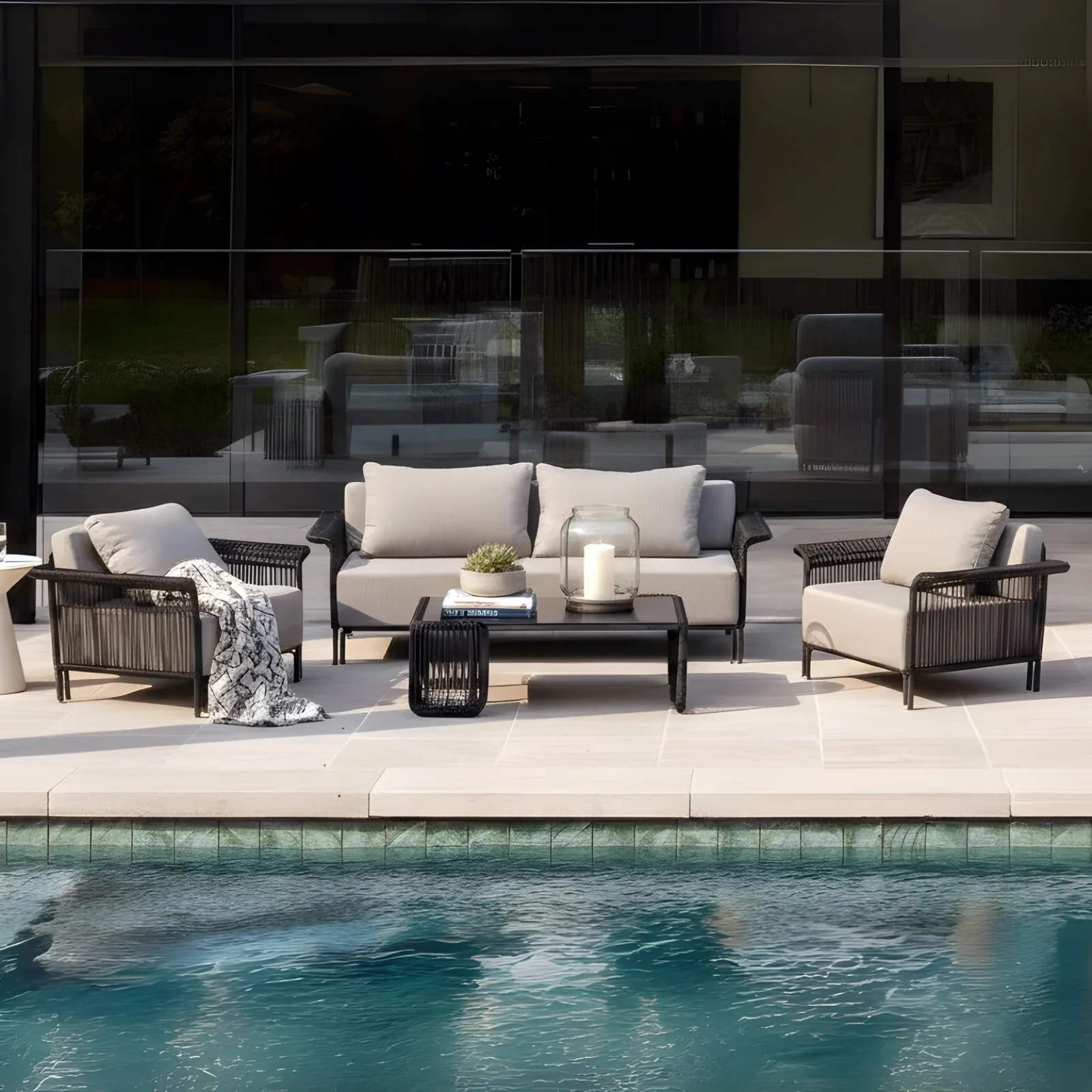 Avon 4 Seater Premium Rattan Outdoor Sofa Set in Grey - Image 2