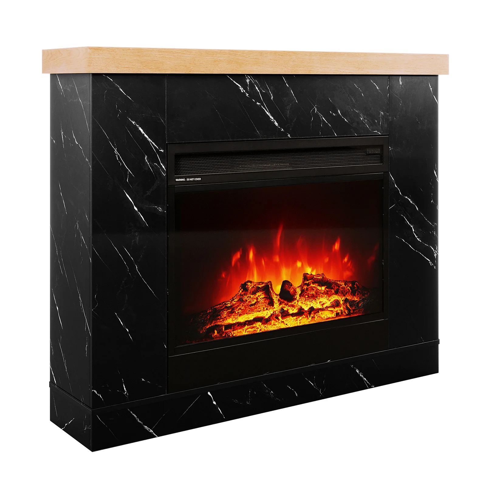 Awaba 114cm LED Electric Fireplace in Black Marble - Image 5