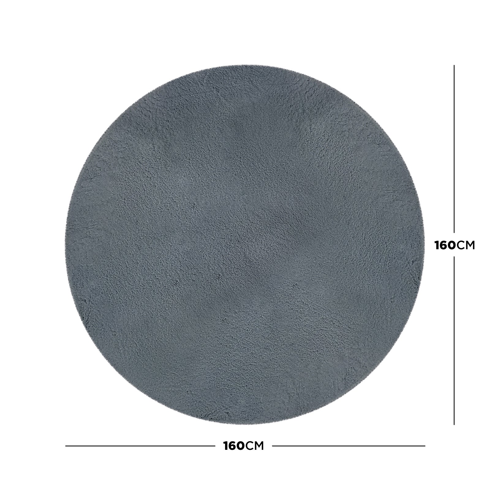 Azaliya 160x160cm Faux Rabbit Fur Floor Rug in Dark Grey - Image 3
