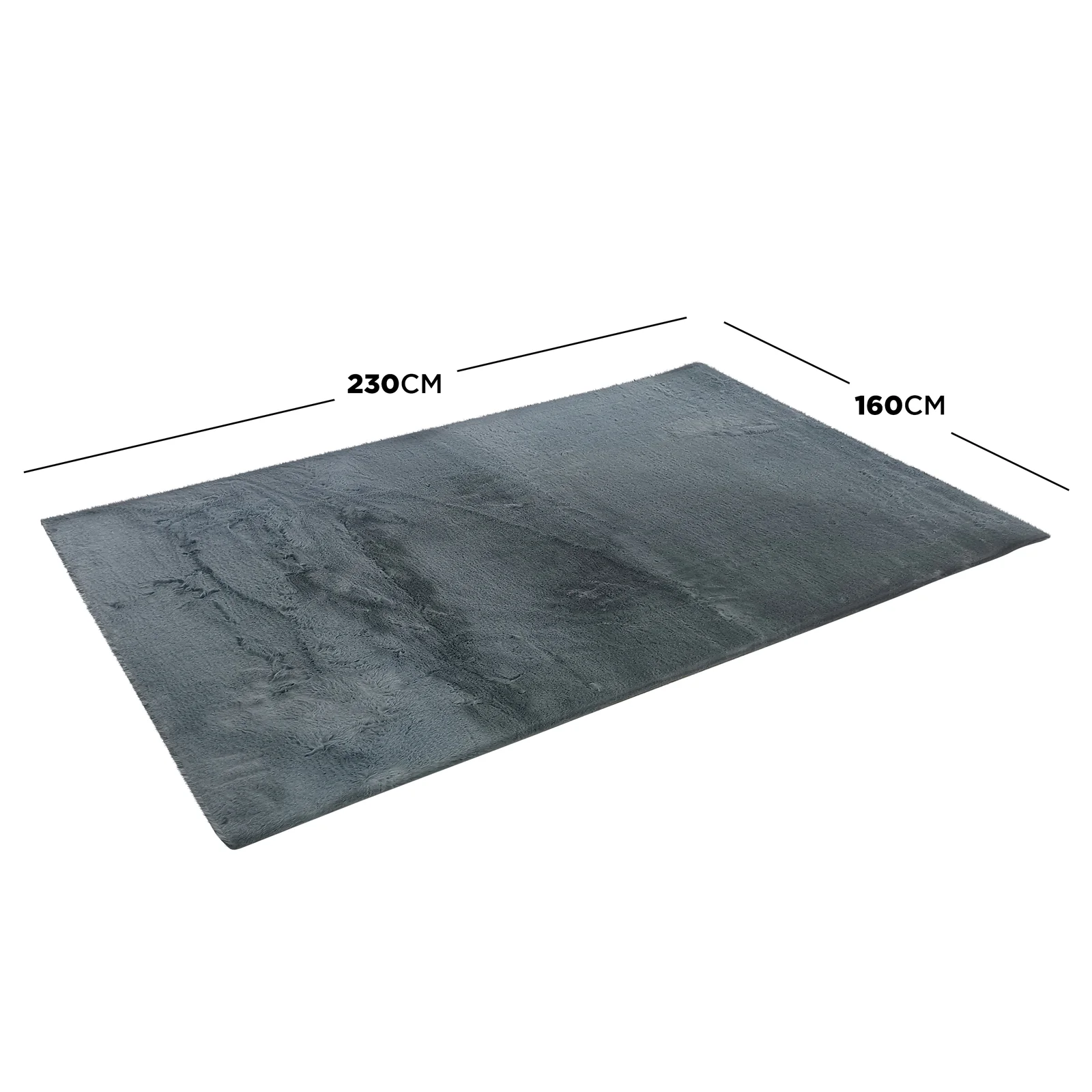 Azaliya 160x230cm Faux Rabbit Fur Floor Rug in Dark Grey - Image 3