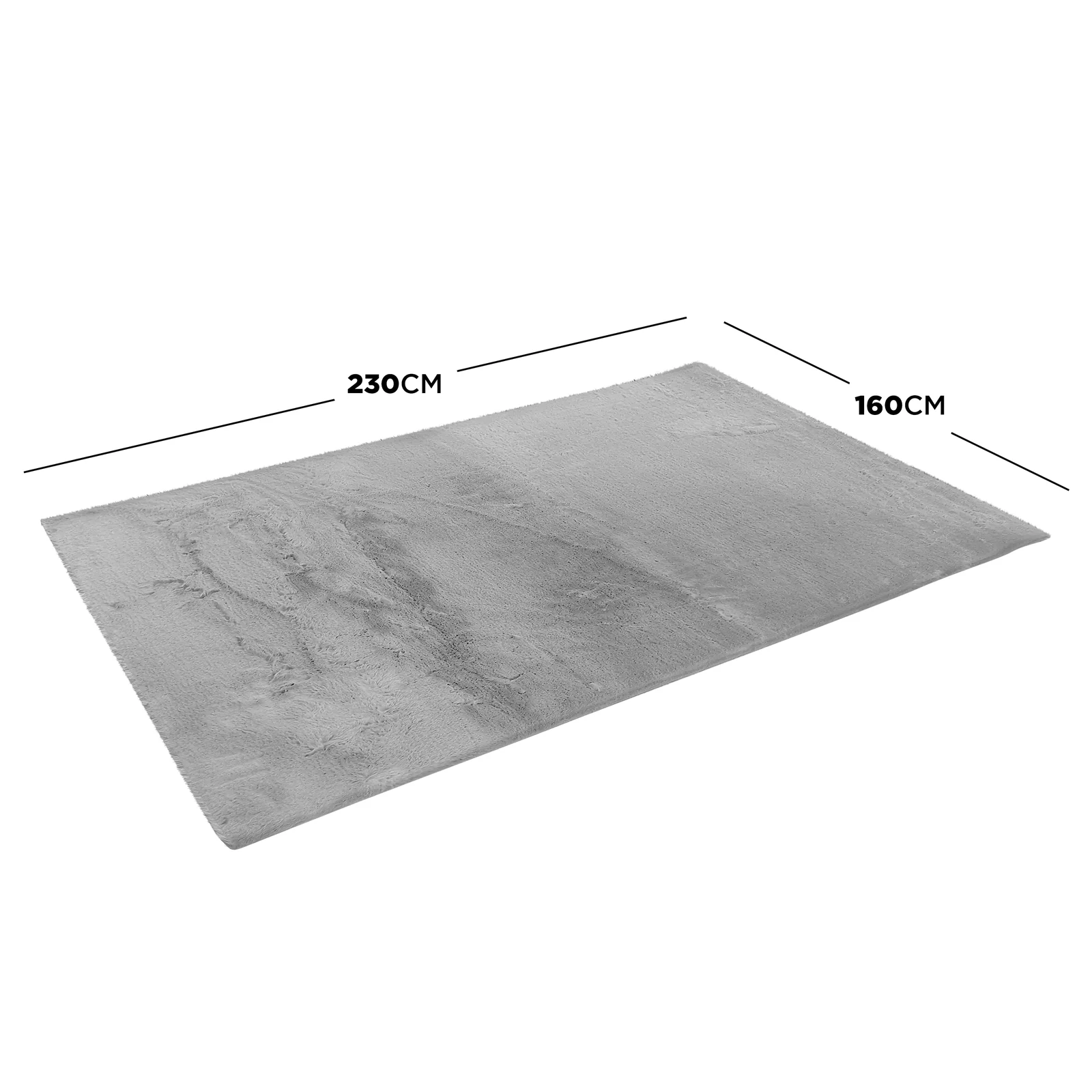 Azaliya 160x230cm Faux Rabbit Fur Floor Rug in Silver - Image 3