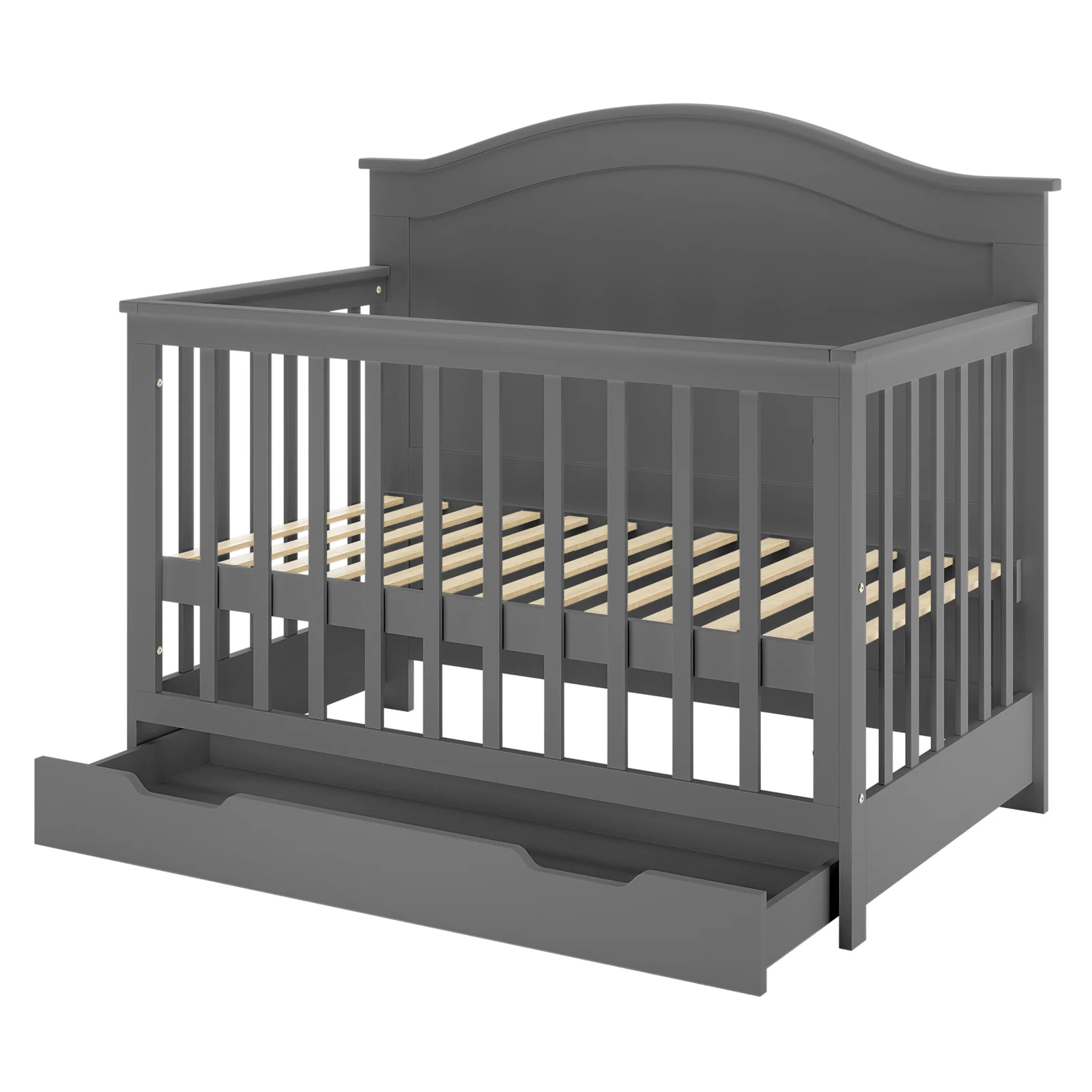 Azeem & Giro Solid Pine Convertible Cot Set in Grey - Image 12