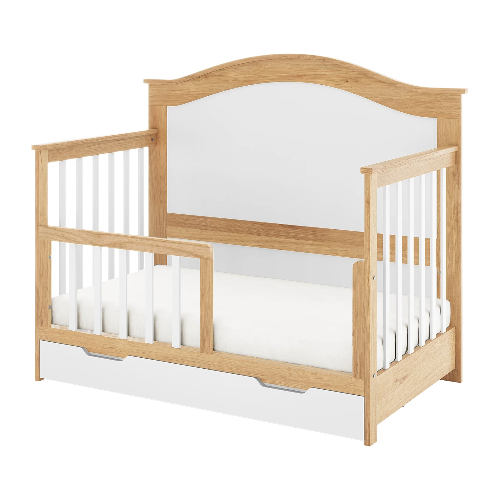 Azeem & Giro Solid Pine Convertible Cot Set in Walnut