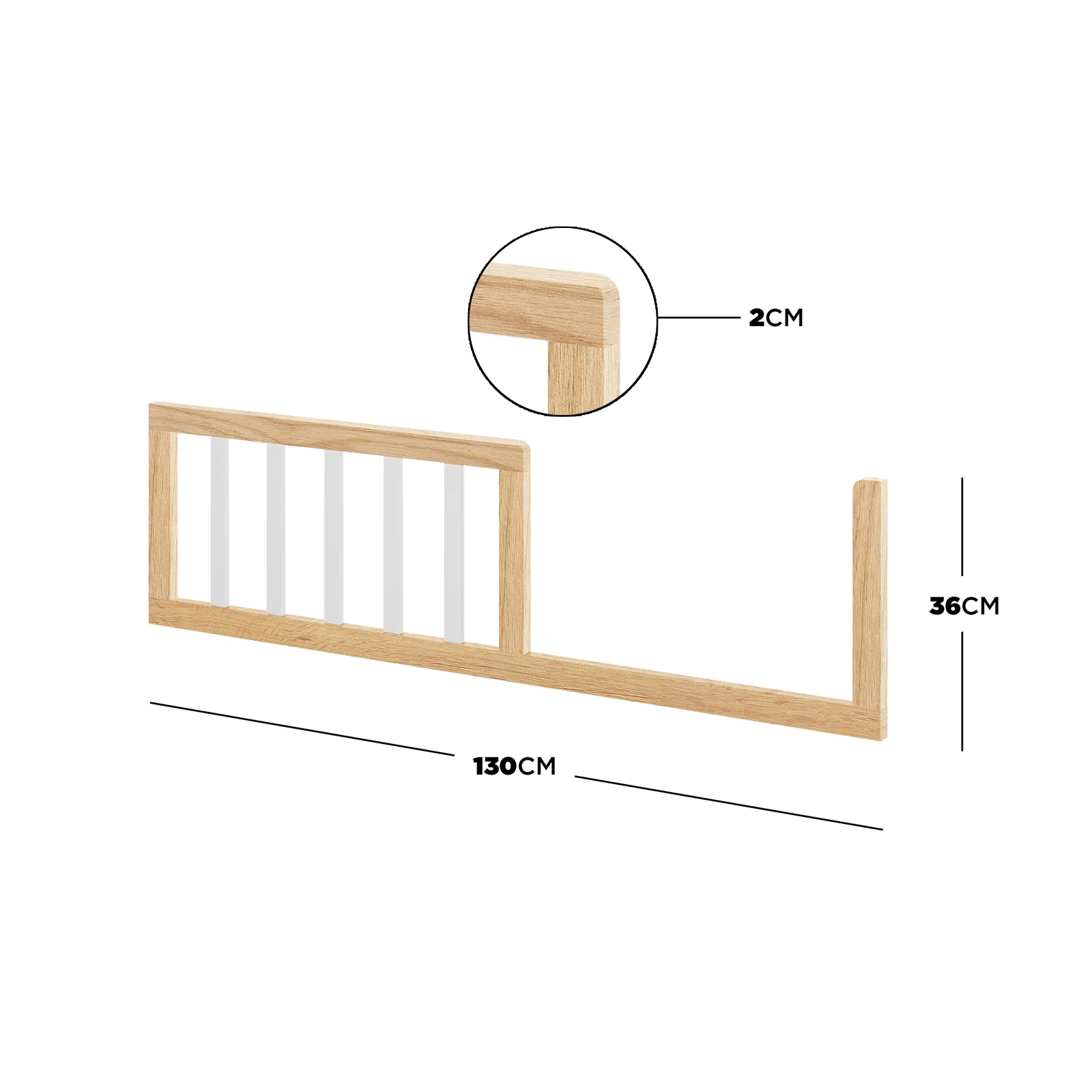 Azeem & Giro Solid Pine Convertible Cot Set in Walnut - Image 5