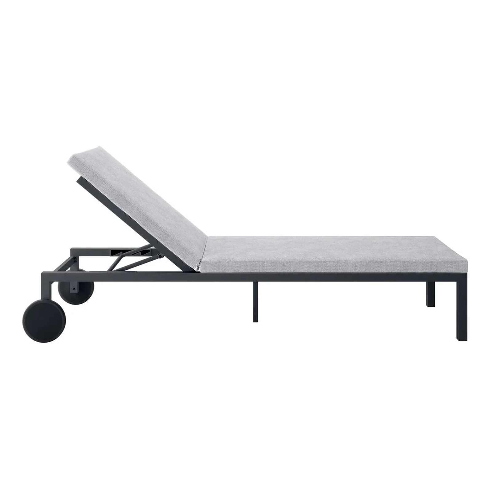 Bahiya Aluminium Outdoor Sunbed with Cushion in Dark Grey - Image 5