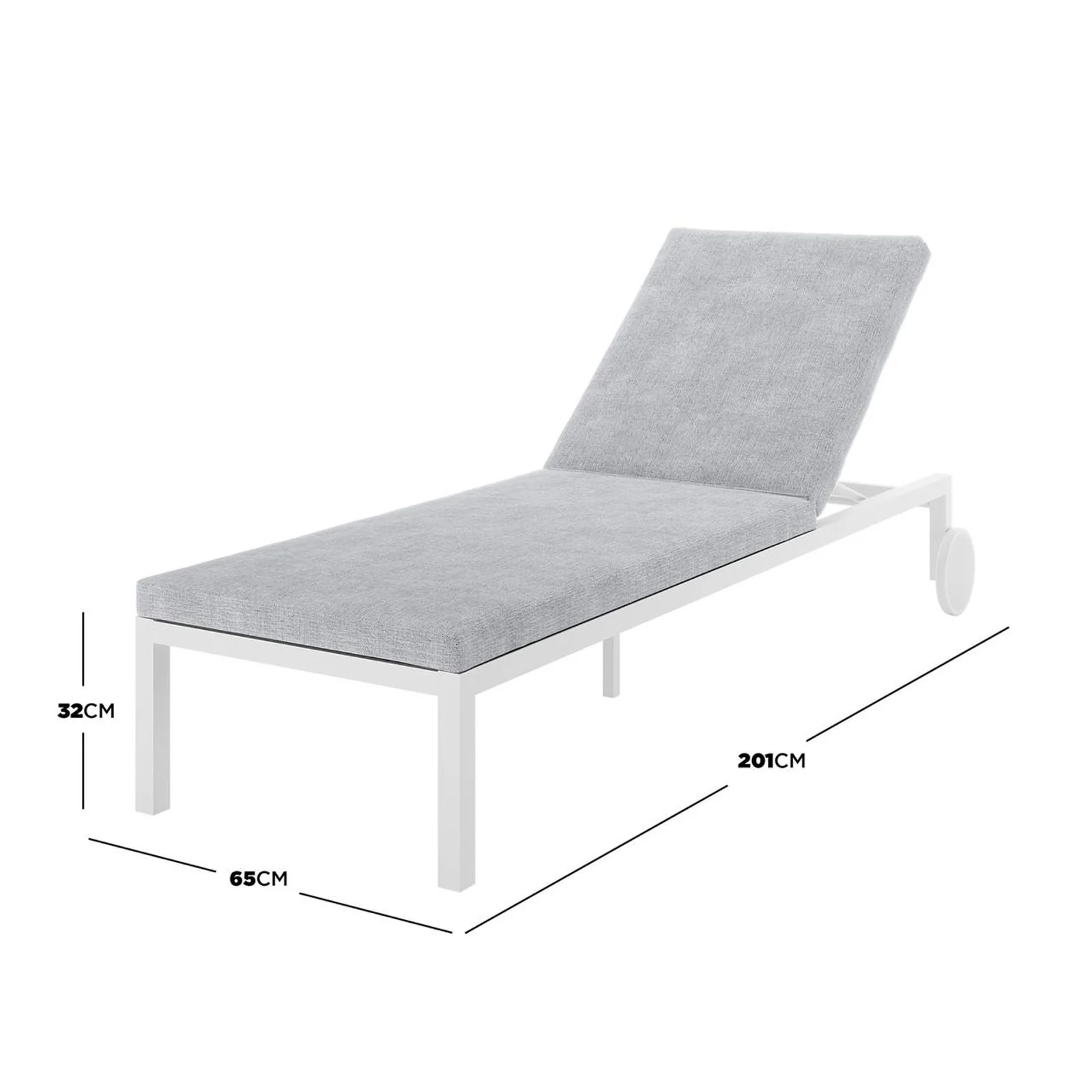 Bahiya Aluminium Outdoor Sunbed with Cushion in White - Image 3