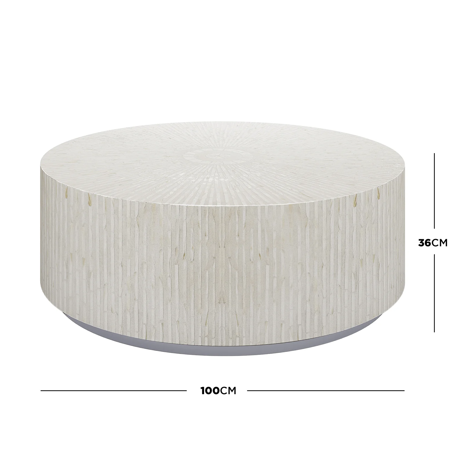 Baltoy 100cm Mother of Pearl Inlay Coffee Table in Sand - Image 3