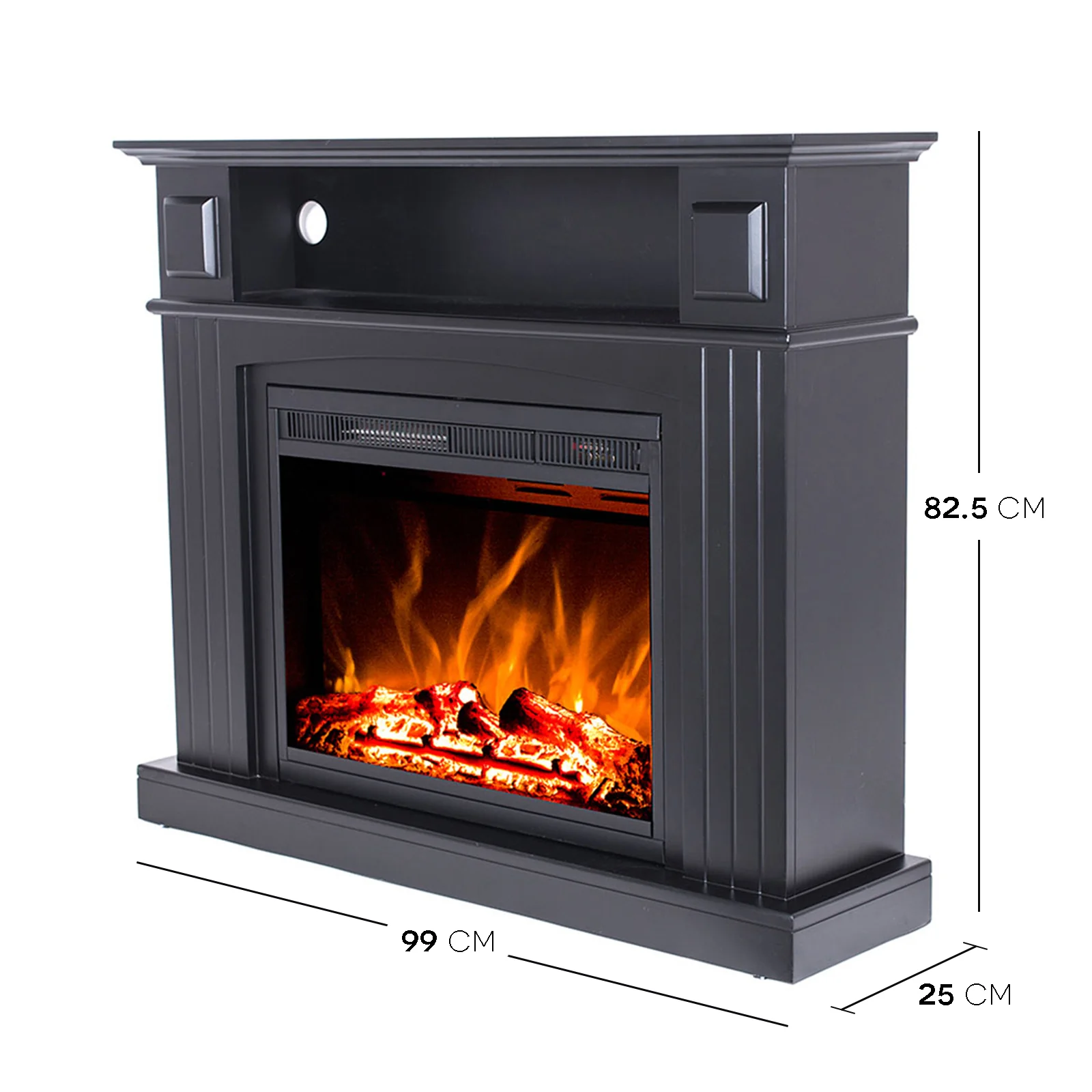 Banhi 1500W Electric Fireplace Heater with Mantel in Black - Image 3