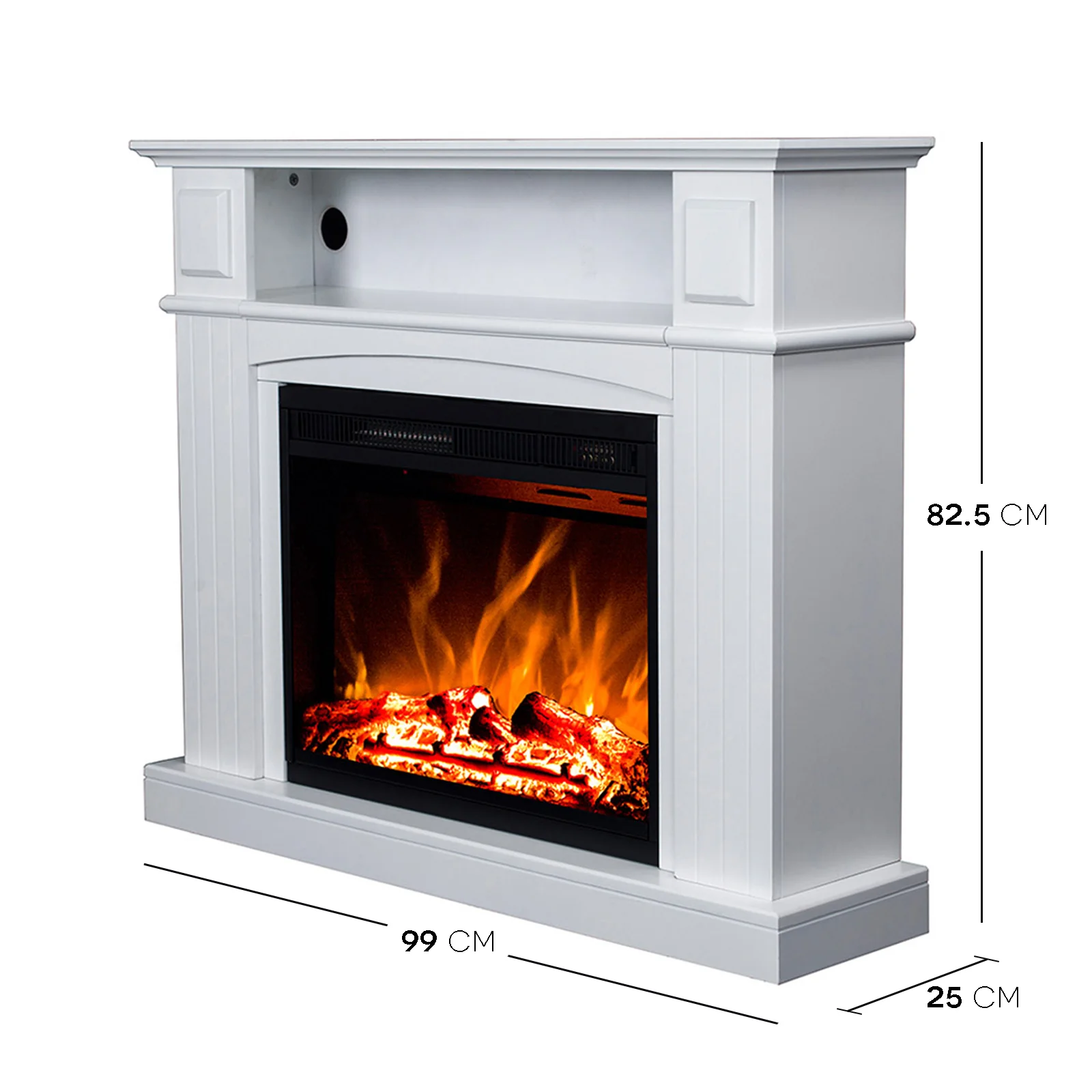 Banhi 1500W Electric Fireplace Heater with Mantel in White - Image 3
