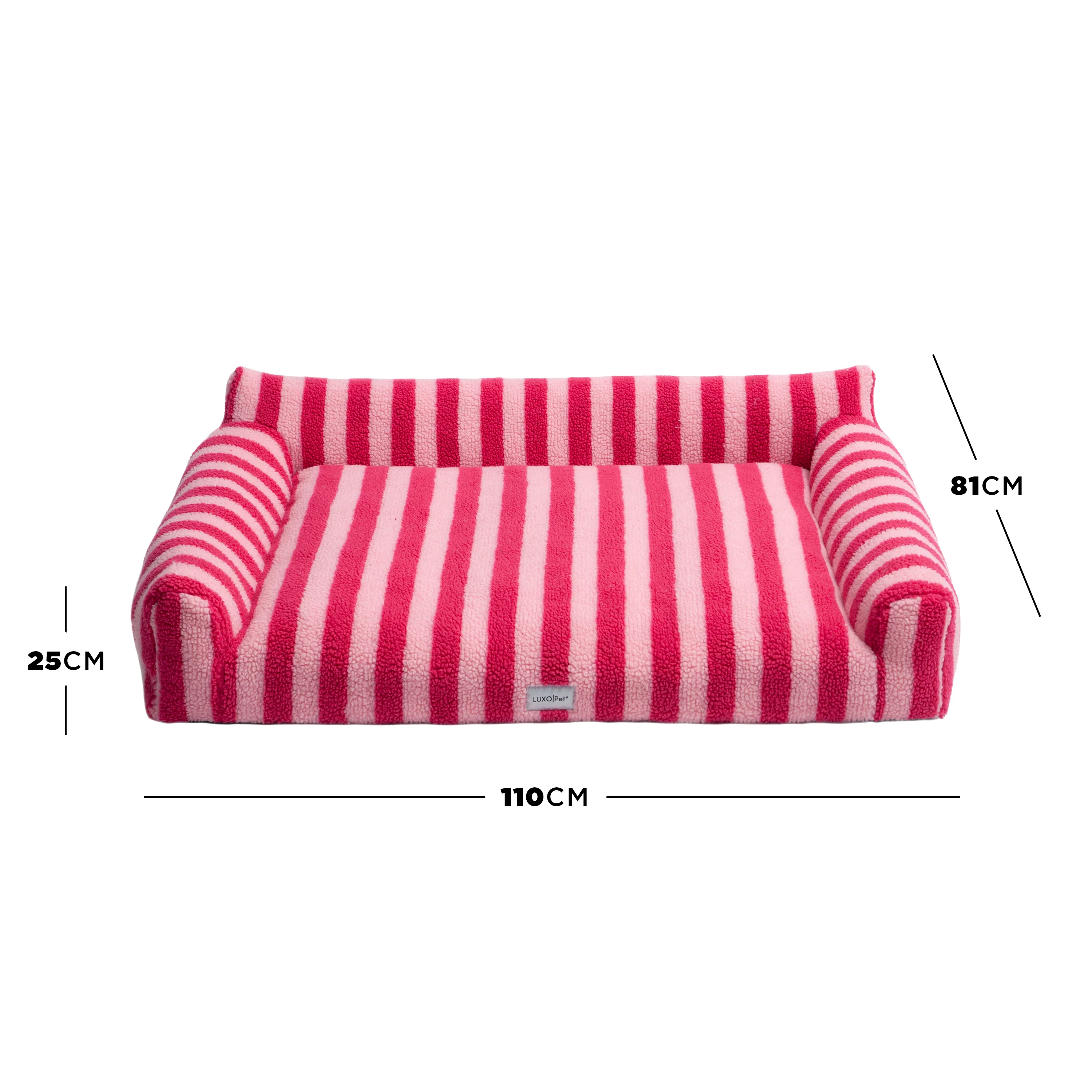 Barnaby Large Orthopaedic Boucle Dog Bed in Pink Stripes - Image 3