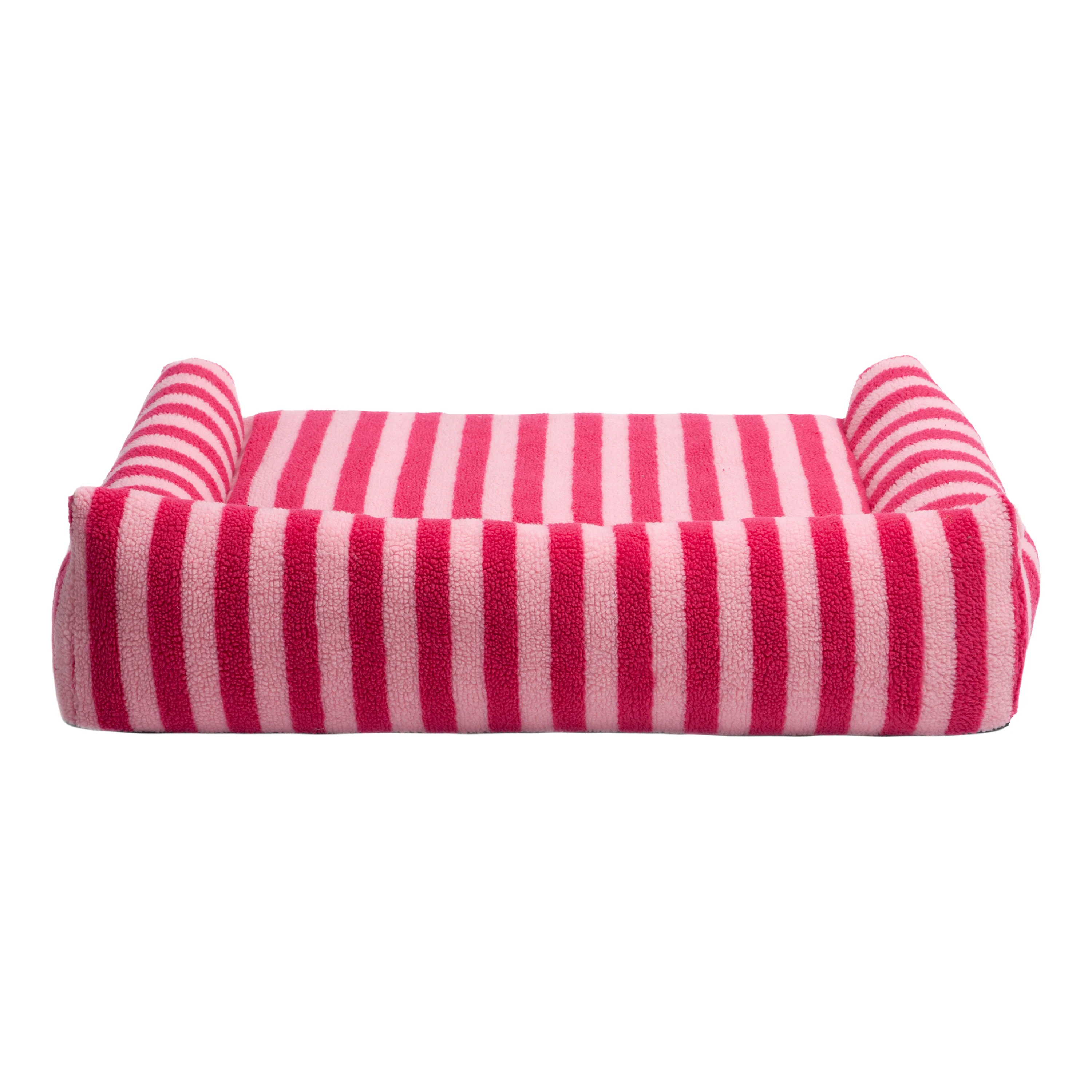 Barnaby Large Orthopaedic Boucle Dog Bed in Pink Stripes - Image 7