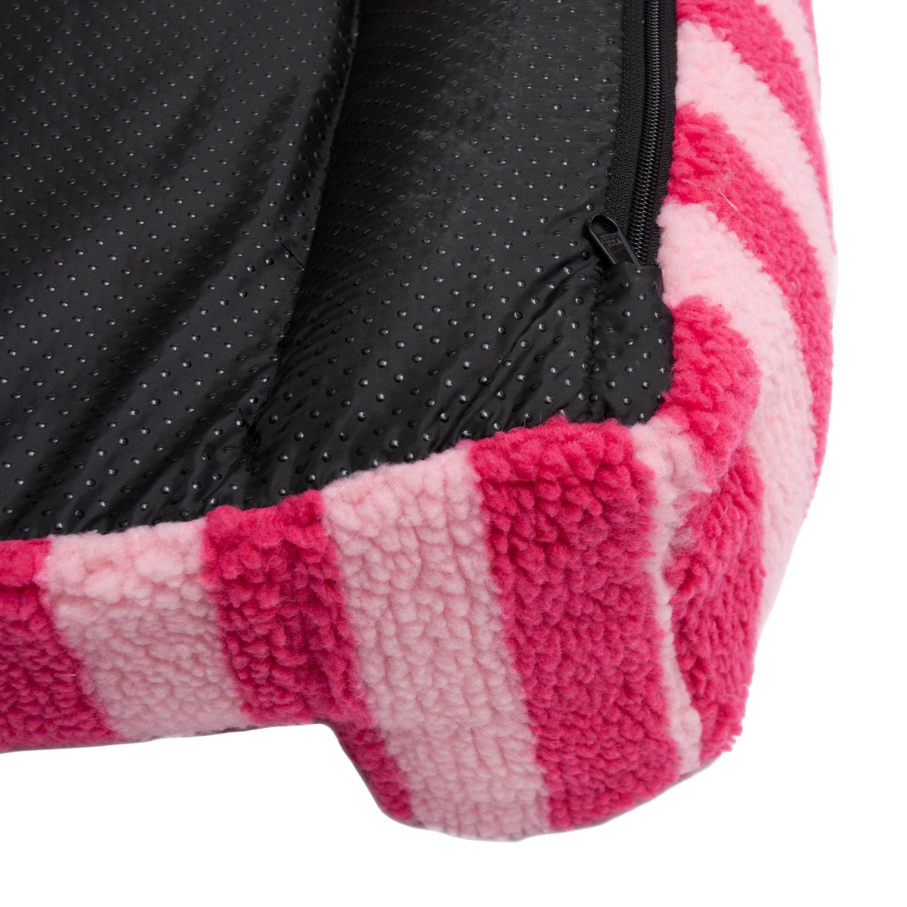 Barnaby Large Orthopaedic Boucle Dog Bed in Pink Stripes - Image 9