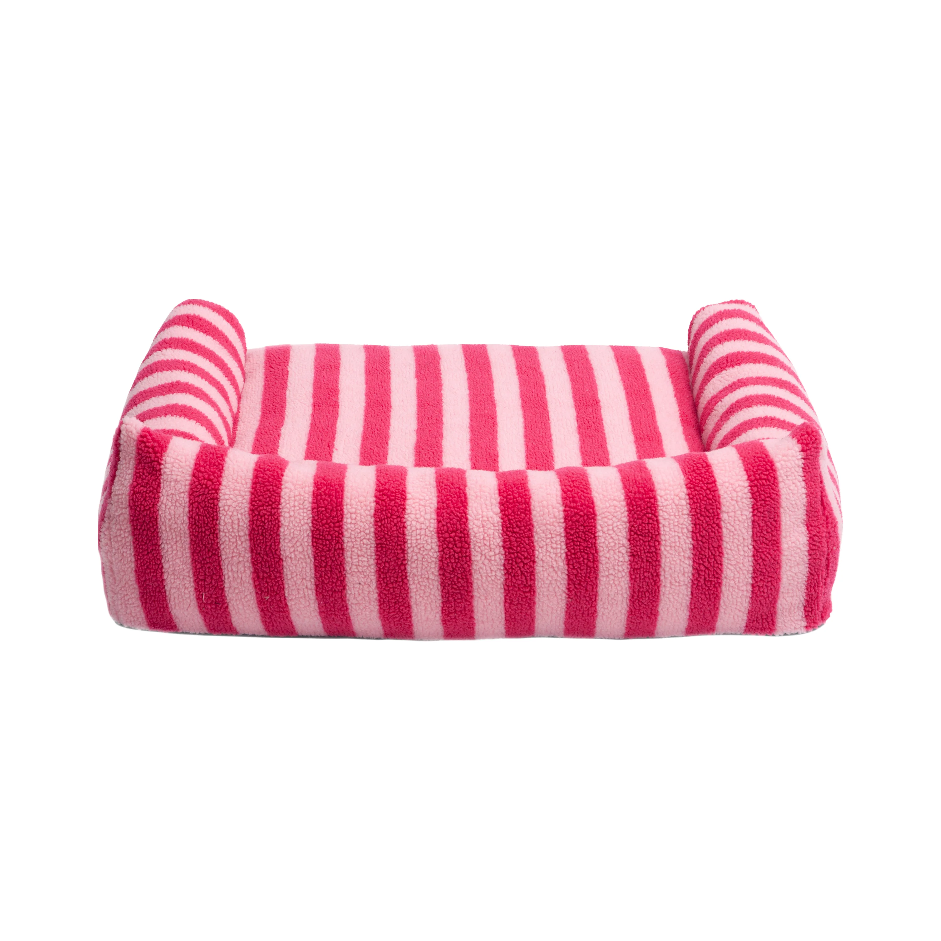 Barnaby Medium Orthopaedic Boucle Dog Bed in Pink Stripes - Image 7