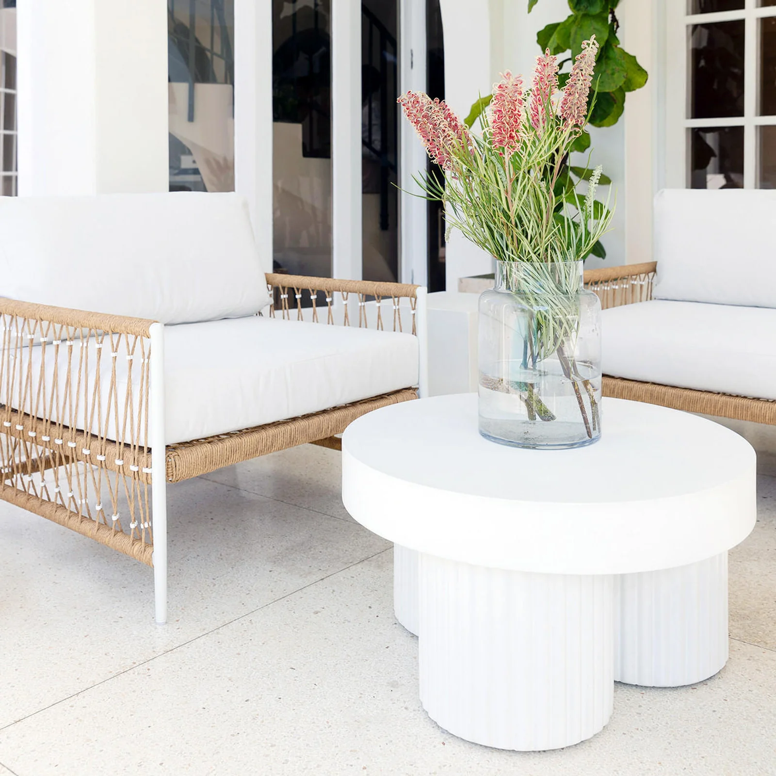 Basalt 70cm Indoor & Outdoor Concrete Coffee Table in White - Image 10