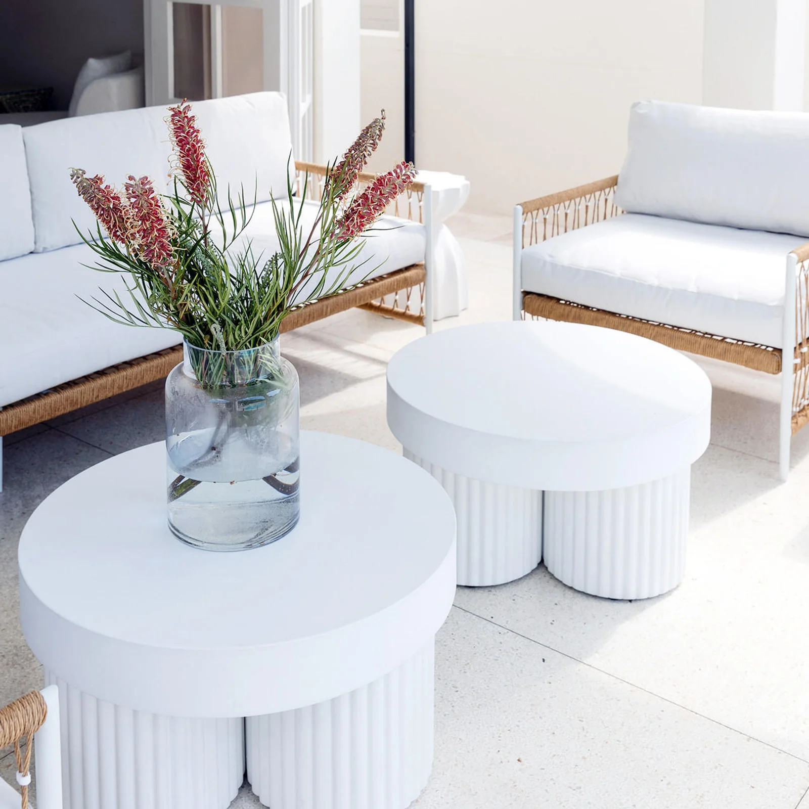 Basalt 70cm Indoor & Outdoor Concrete Coffee Table in White - Image 13