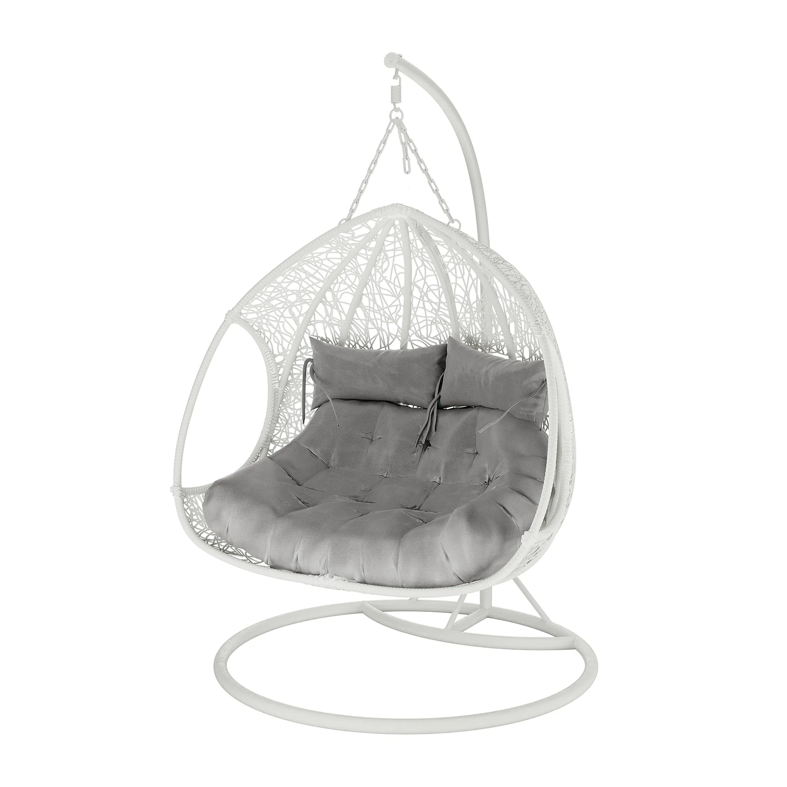 Basin 2-Seater Hanging Egg Chair with Cushion in White
