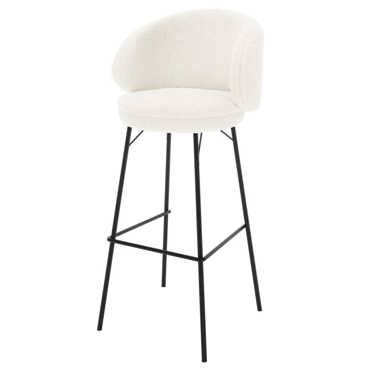 Belize High Back Boucle Bar Stool Set of 2 in Cream White - Image 4