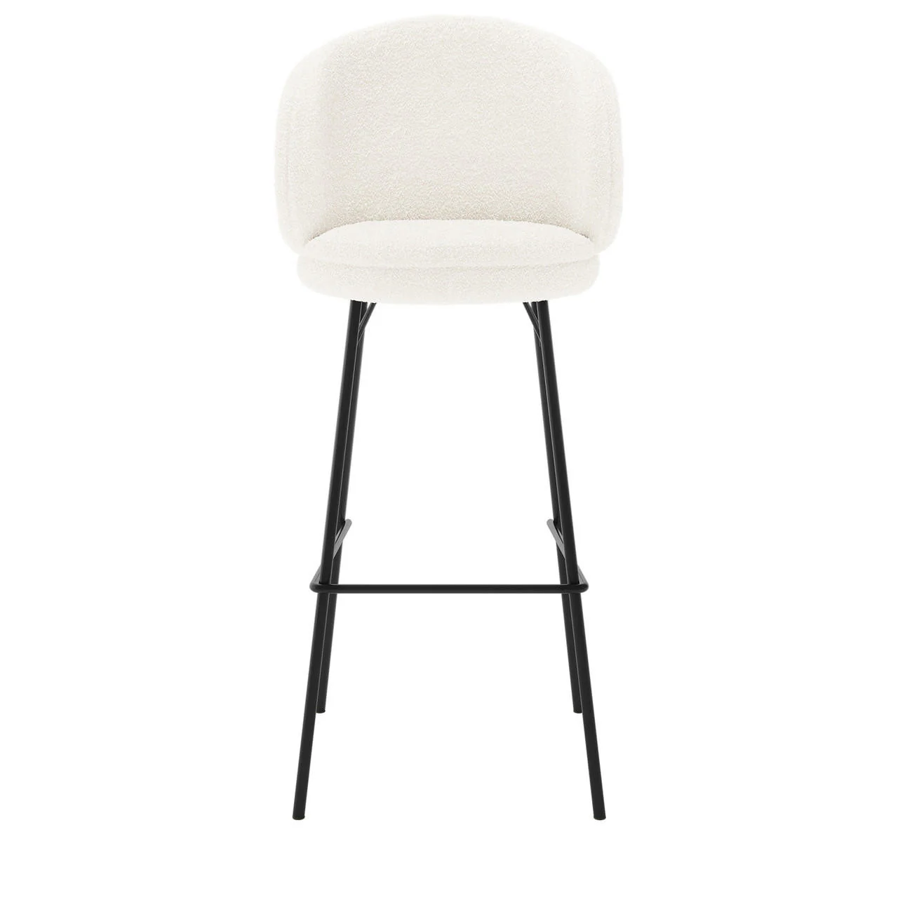 Belize High Back Boucle Bar Stool Set of 2 in Cream White - Image 5