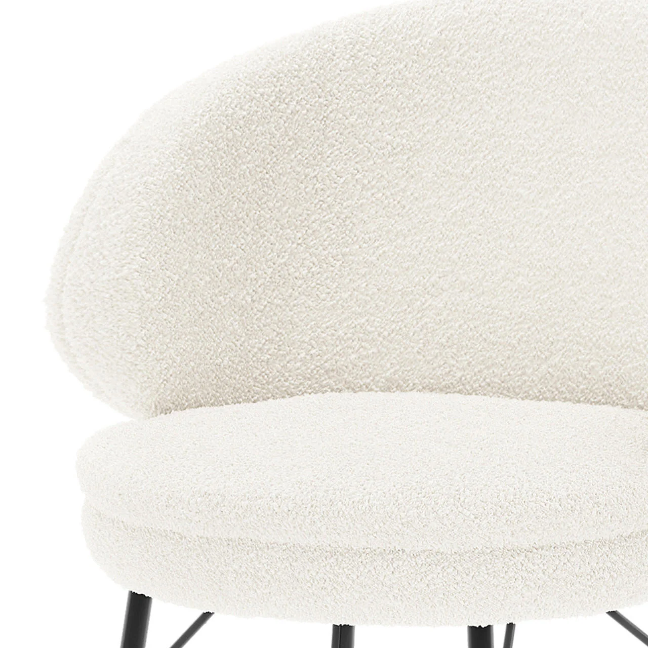 Belize High Back Boucle Bar Stool Set of 2 in Cream White - Image 6