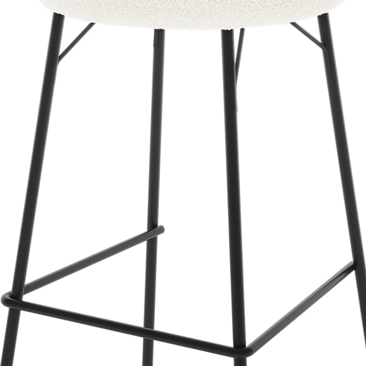 Belize High Back Boucle Bar Stool Set of 2 in Cream White - Image 7