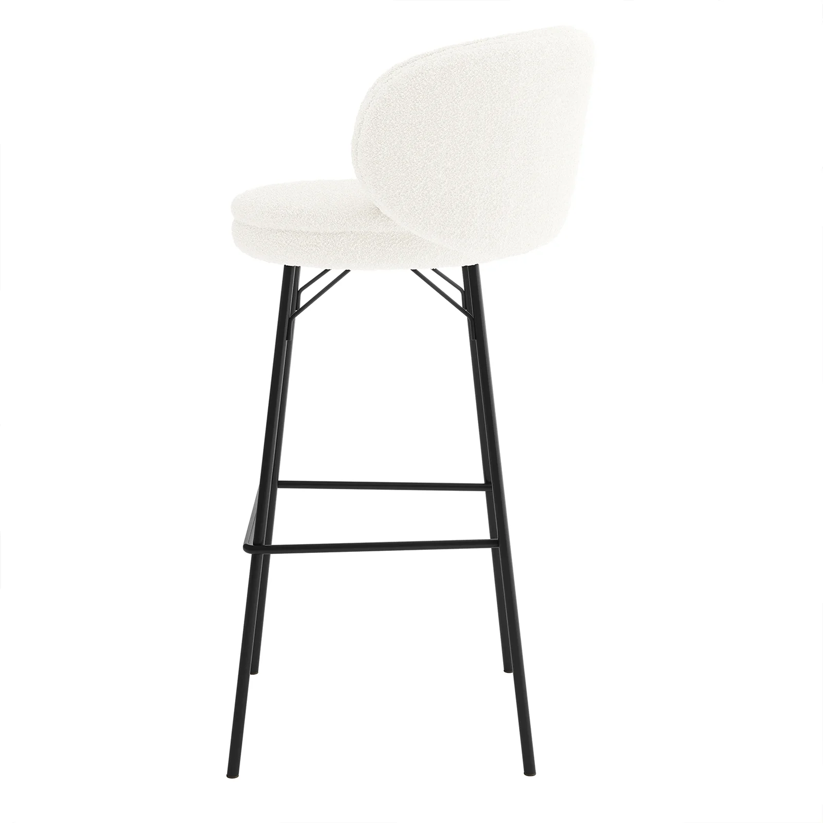 Belize High Back Boucle Bar Stool Set of 2 in Cream White - Image 8