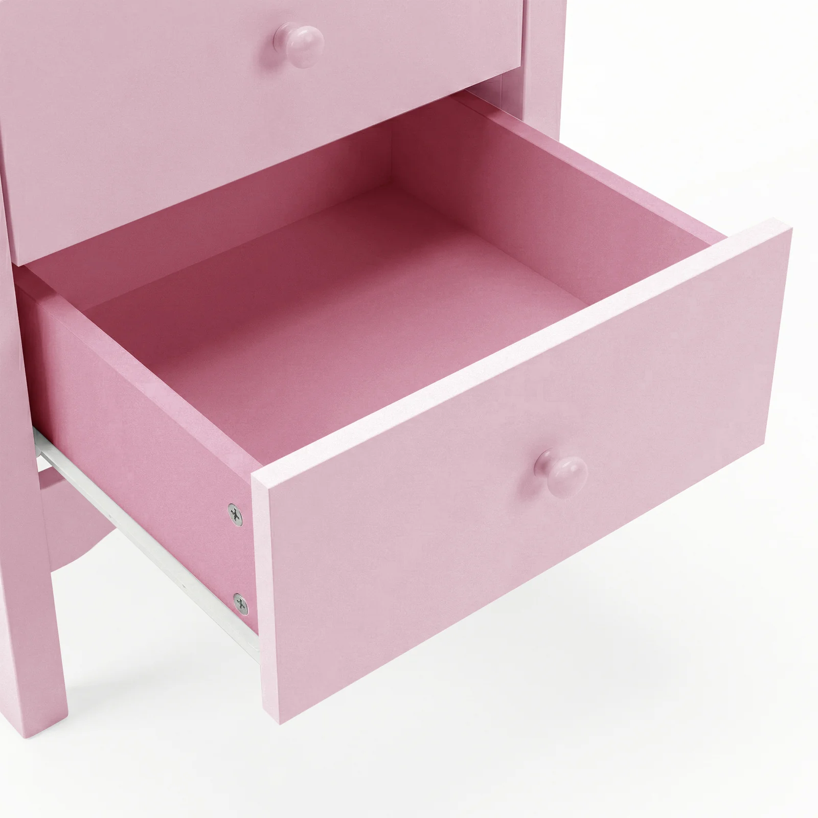 Bellea 45cm Pine Two Drawer Bedside Table in Pink - Image 10