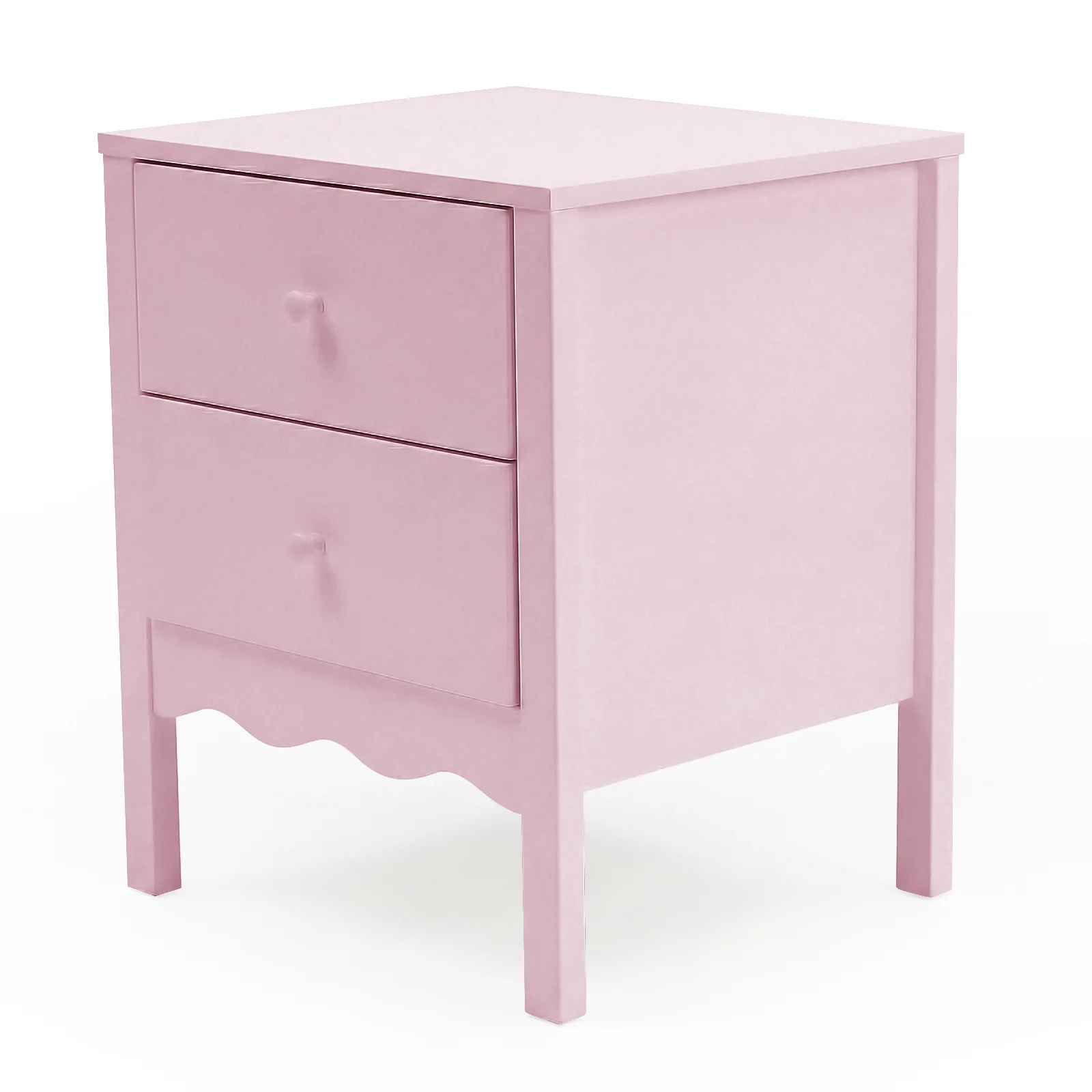 Bellea 45cm Pine Two Drawer Bedside Table in Pink - Image 7