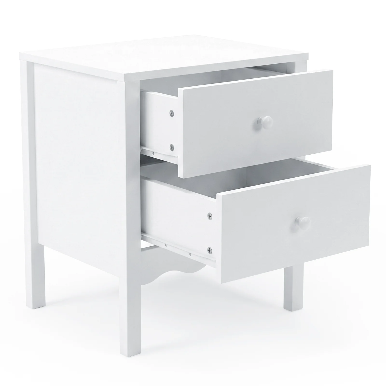 Bellea 45cm Pine Two Drawer Bedside Table in White - Image 9