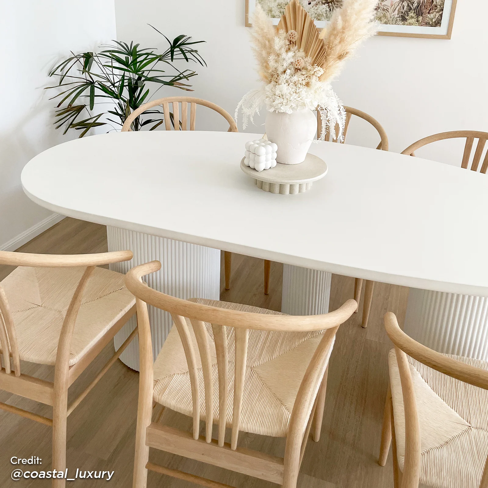 Belmar 200cm Curved Outdoor Concrete Dining Table in White - Image 5