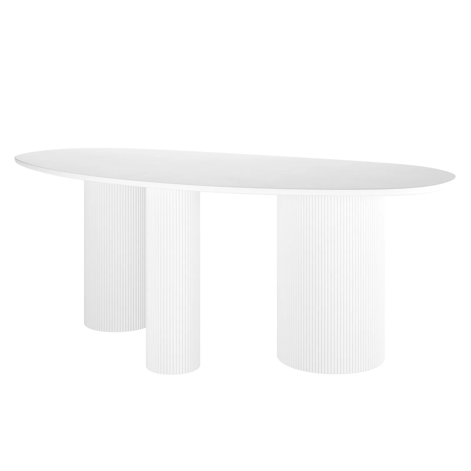 Belmar 200cm Curved Outdoor Concrete Dining Table in White - Image 9