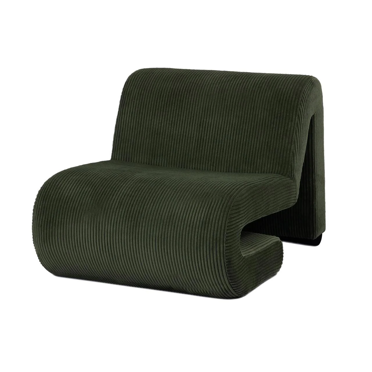 Bengtaz Corduroy Curved Accent Chair in Dark Green