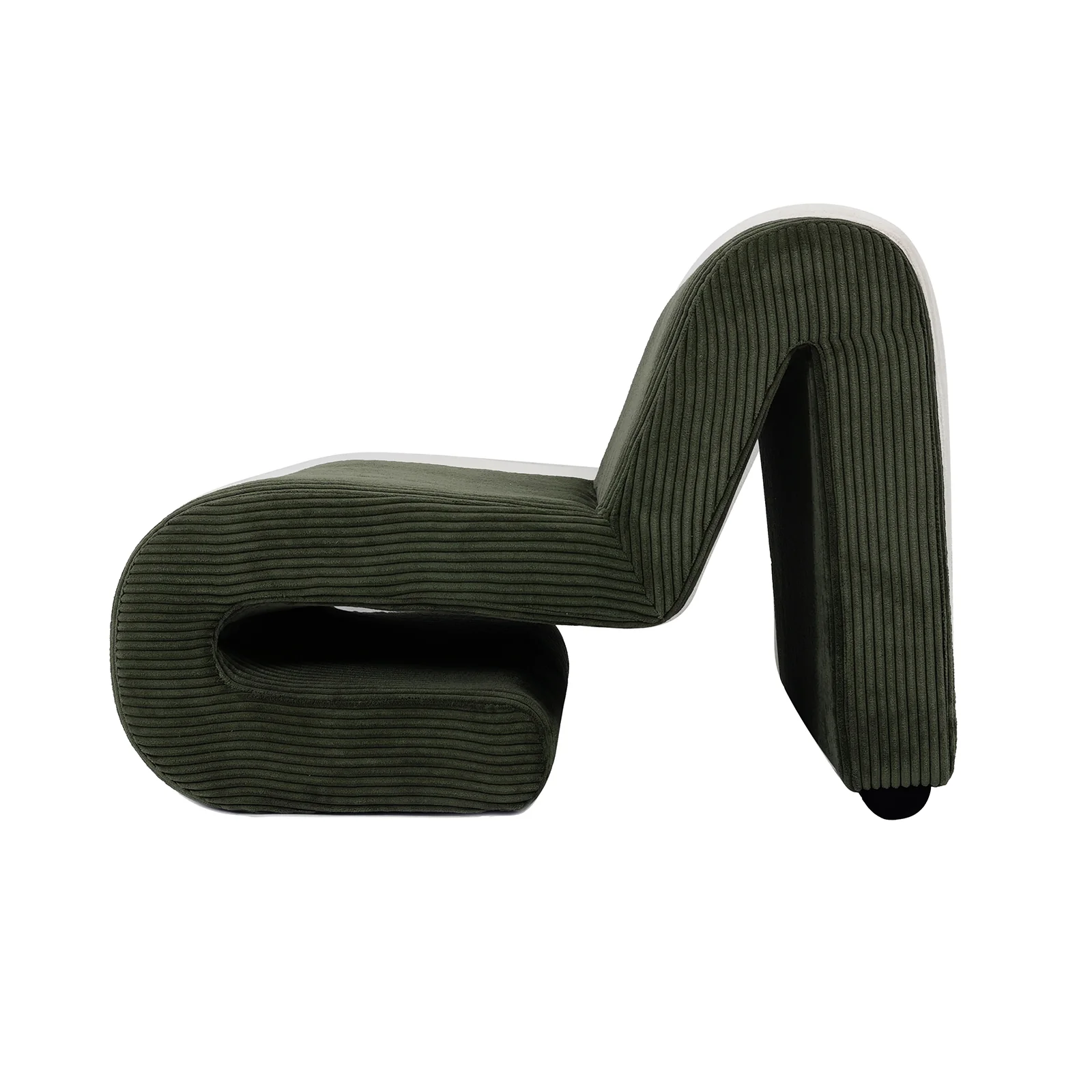 Bengtaz Corduroy Curved Accent Chair in Dark Green - Image 11