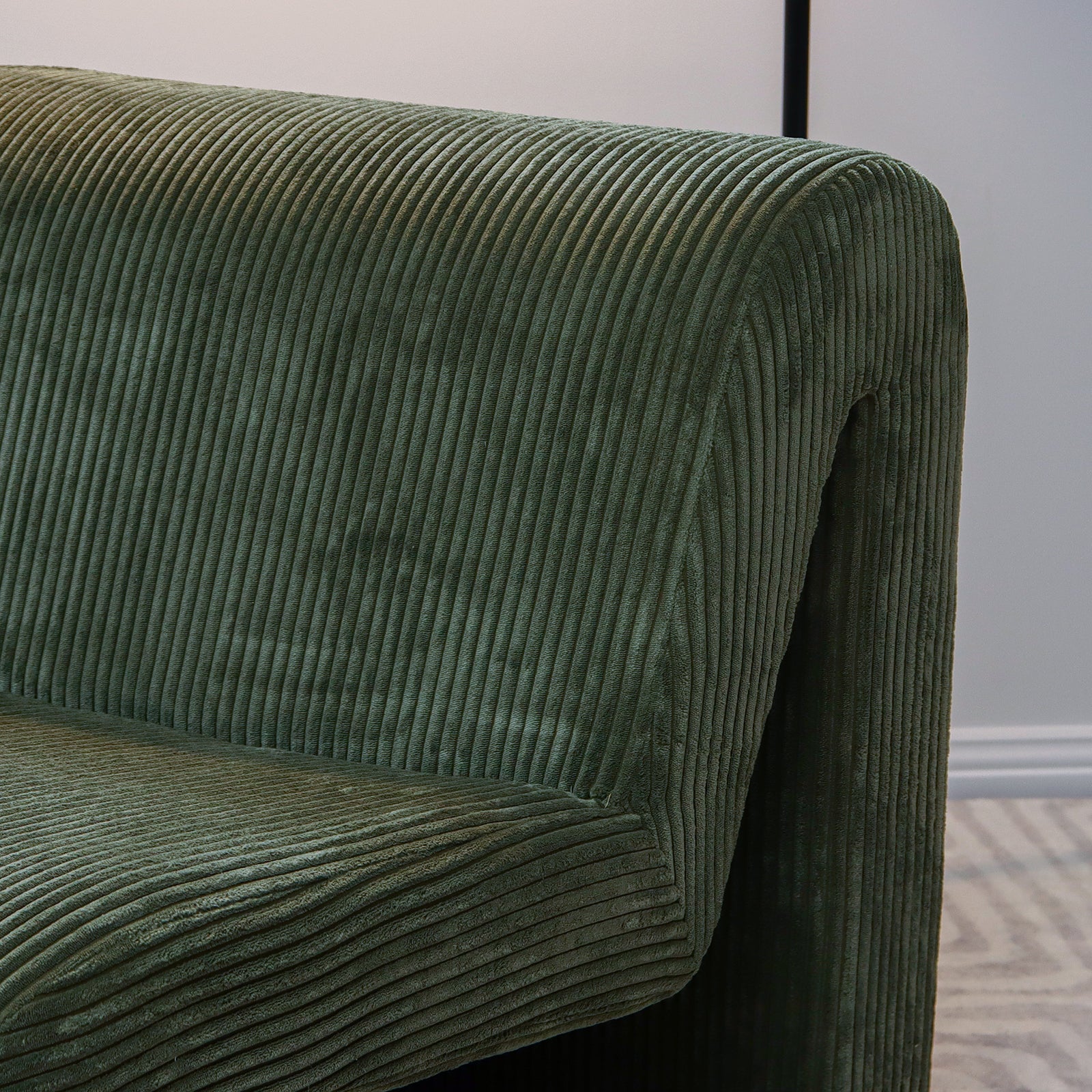 Bengtaz Corduroy Curved Accent Chair in Dark Green - Image 8