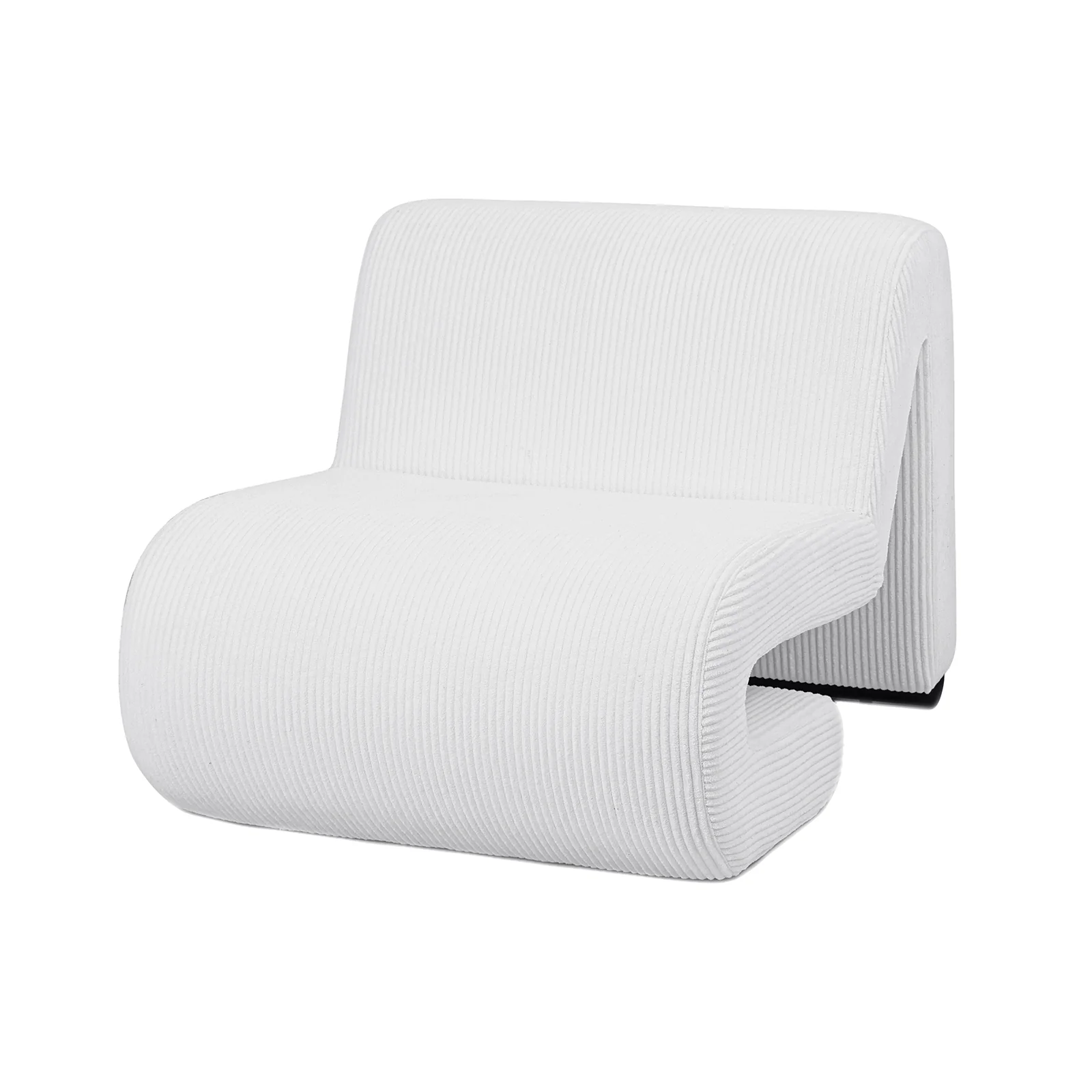 Bengtaz Corduroy Curved Accent Chair in Snow White