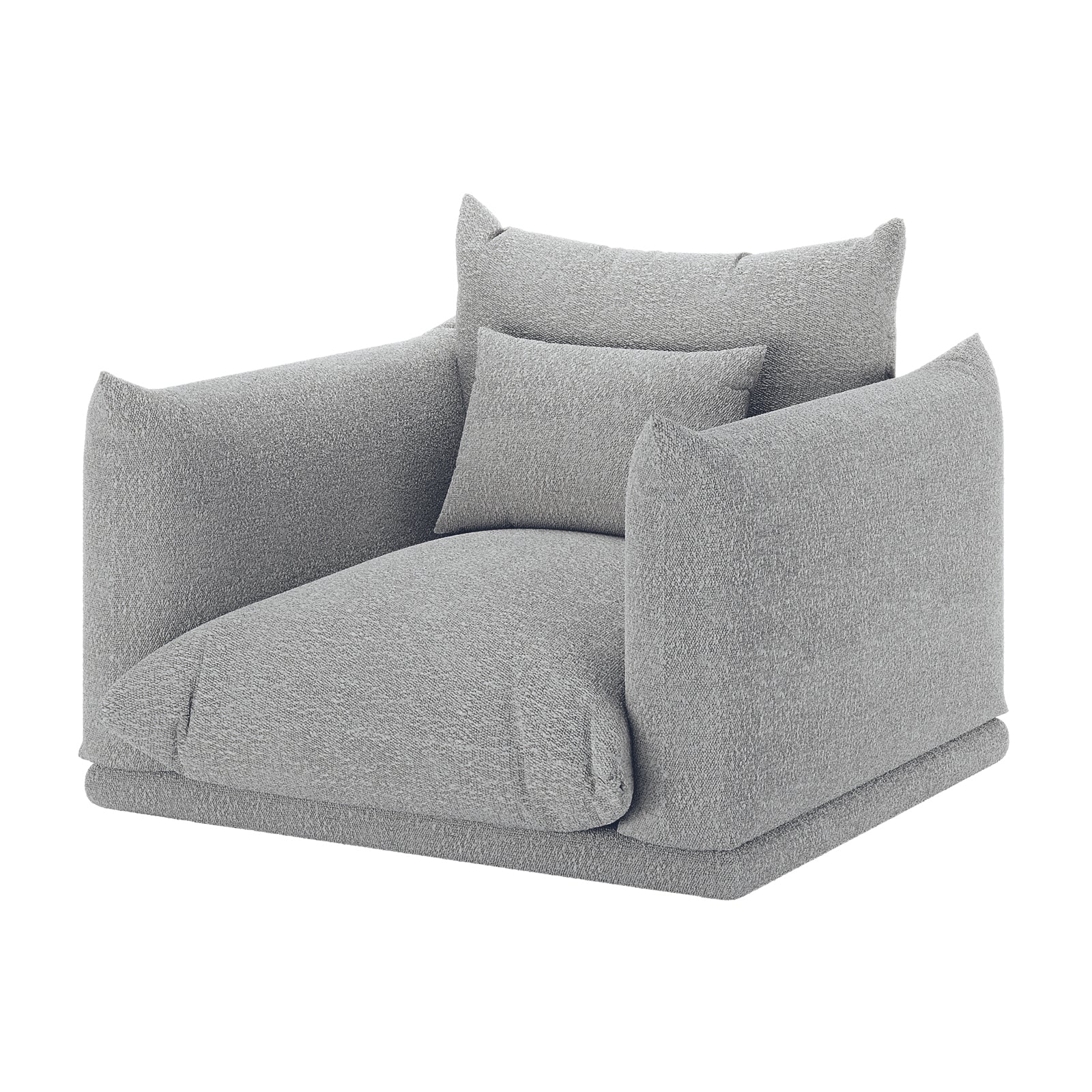 Berlin Single Seater Boucle Sofa with Pillow in Grey - Image 4