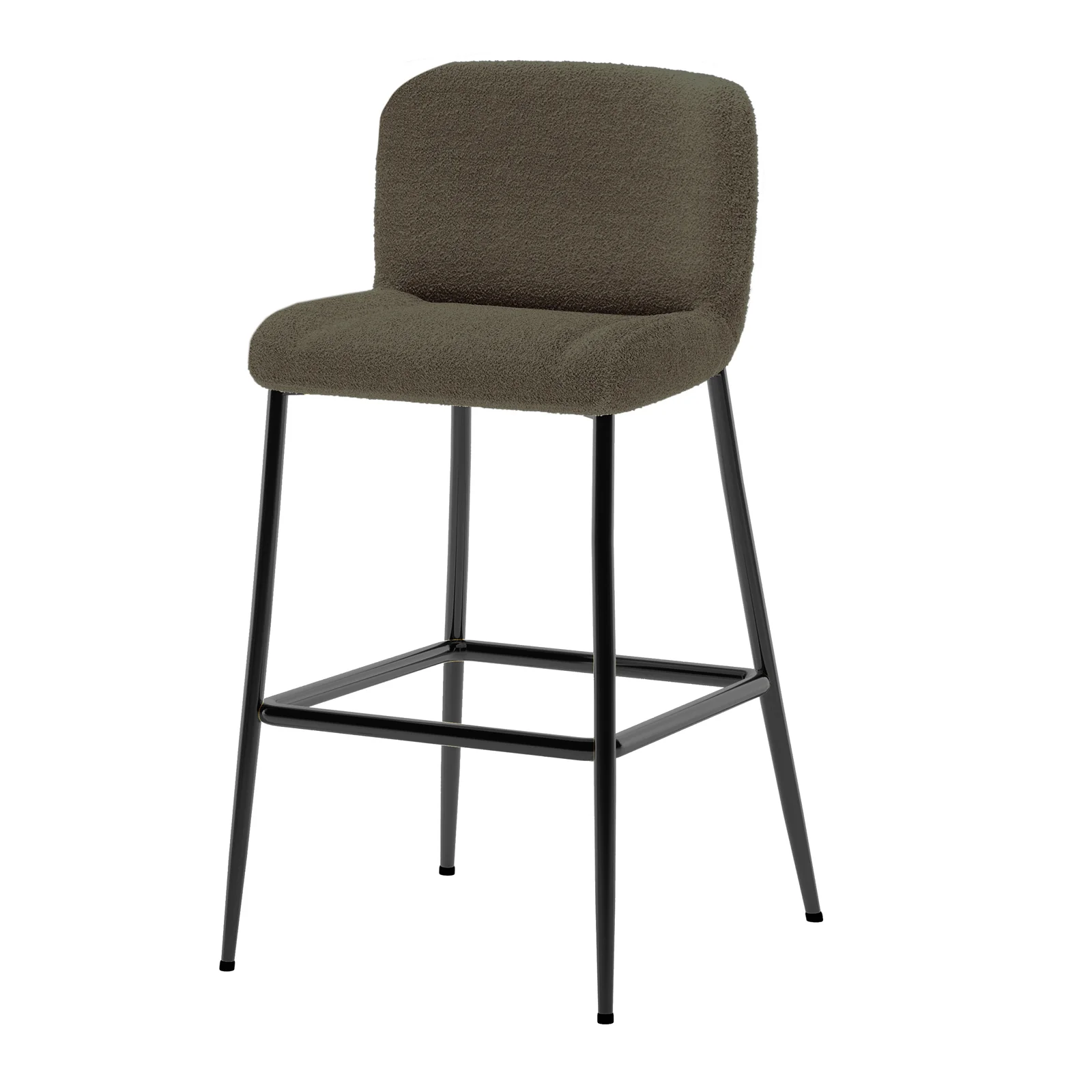 Bernie High Back Boucle Bar Stool Set of 2 in Green - Image 6