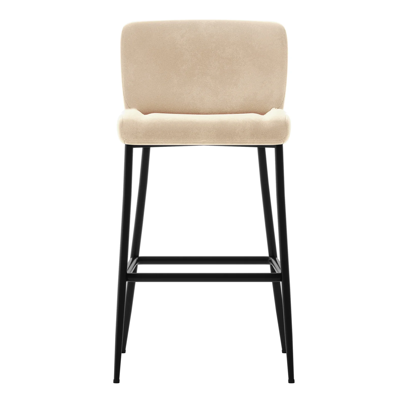 Bernie High Back Velvet Bar Stool Set of 2 in Oatmeal - Image 4