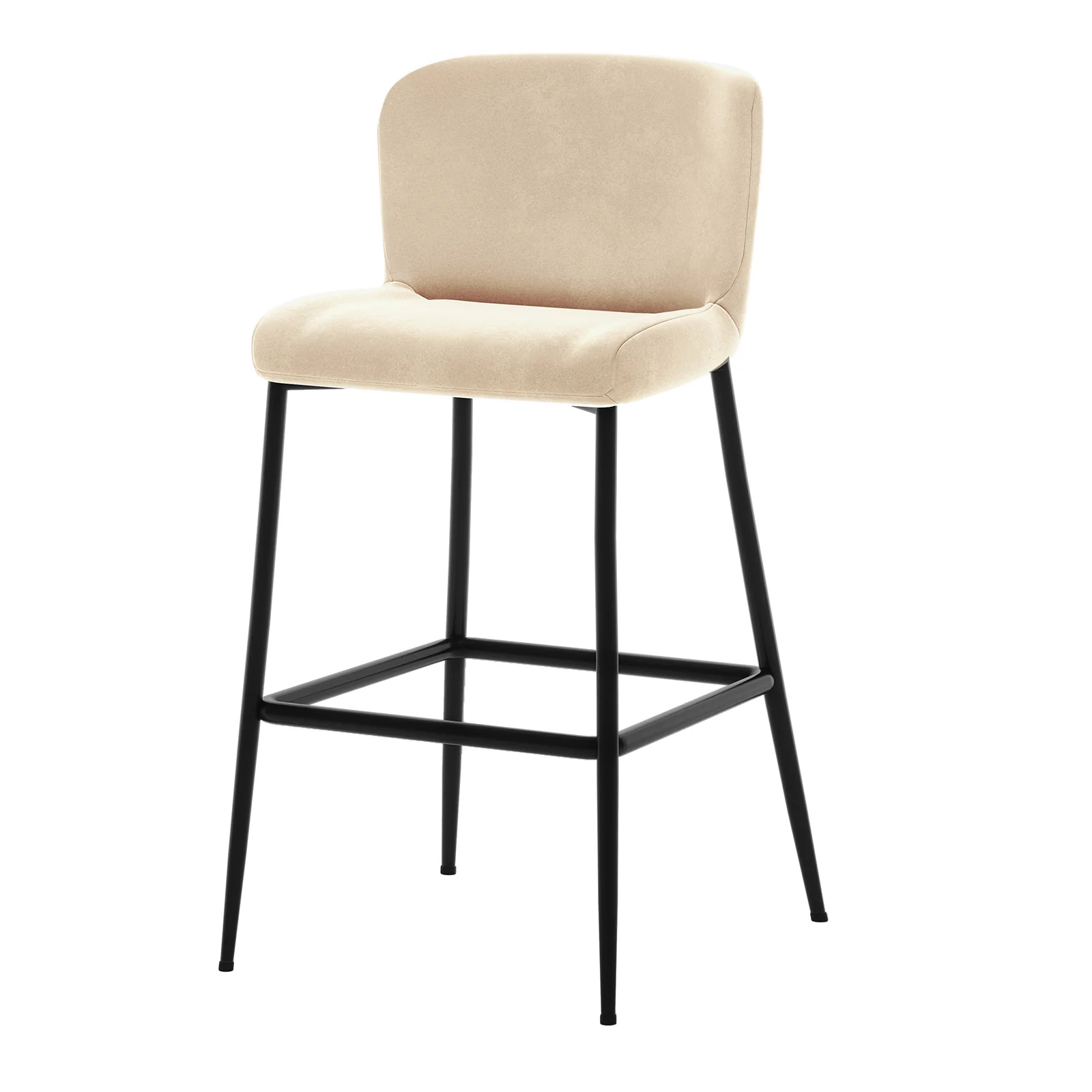 Bernie High Back Velvet Bar Stool Set of 2 in Oatmeal - Image 5