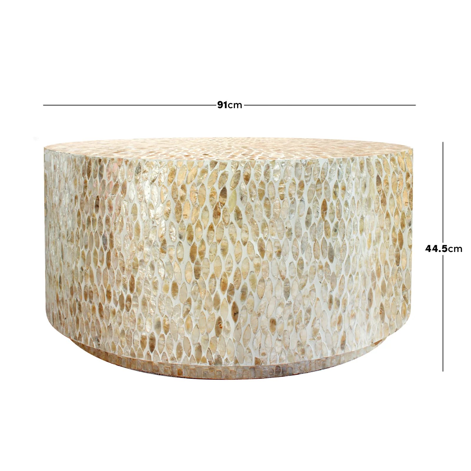 Bisera 91cm Mother of Pearl Inlay Coffee Table in Beige - Image 3