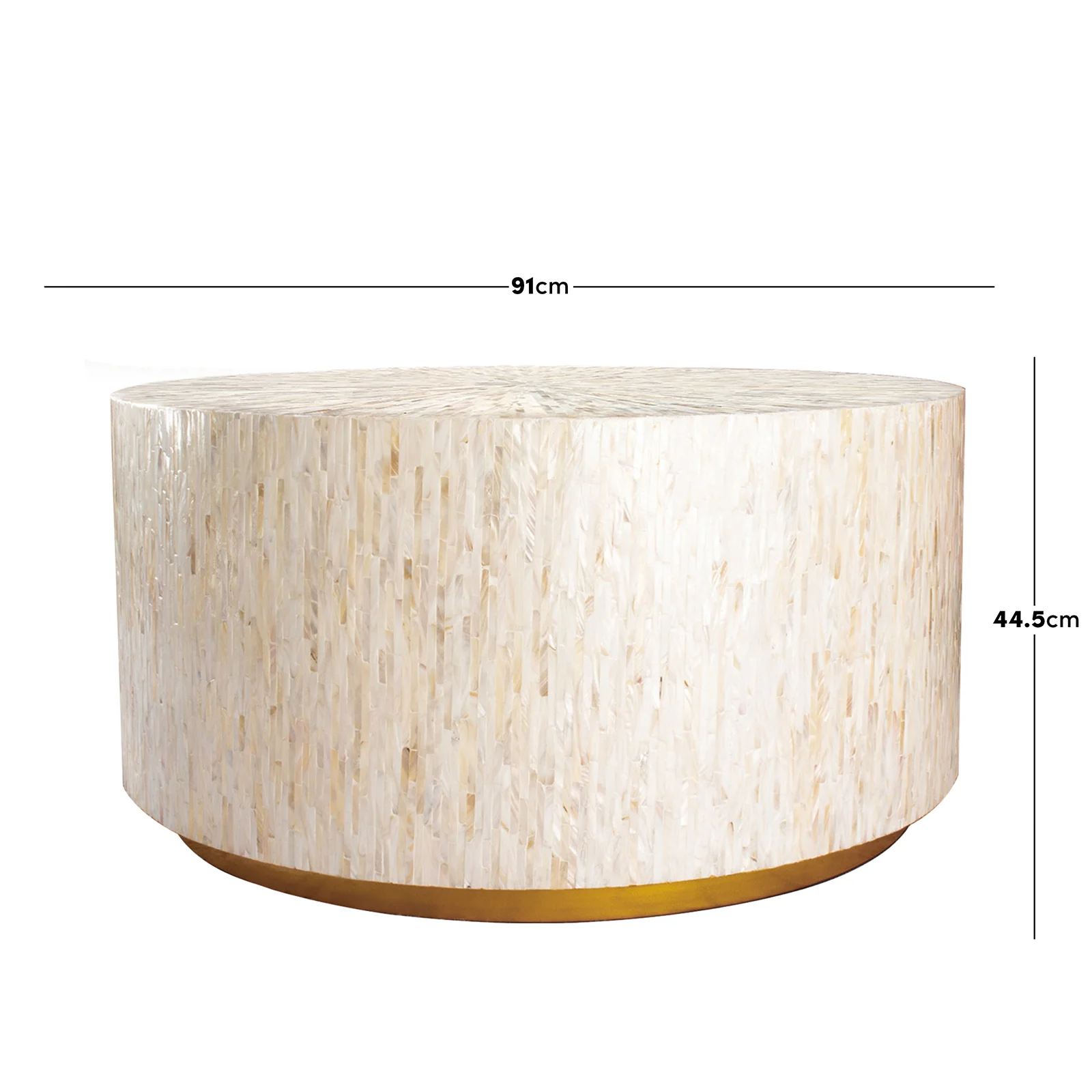 Bisera 91cm Mother of Pearl Inlay Coffee Table in Cream - Image 5