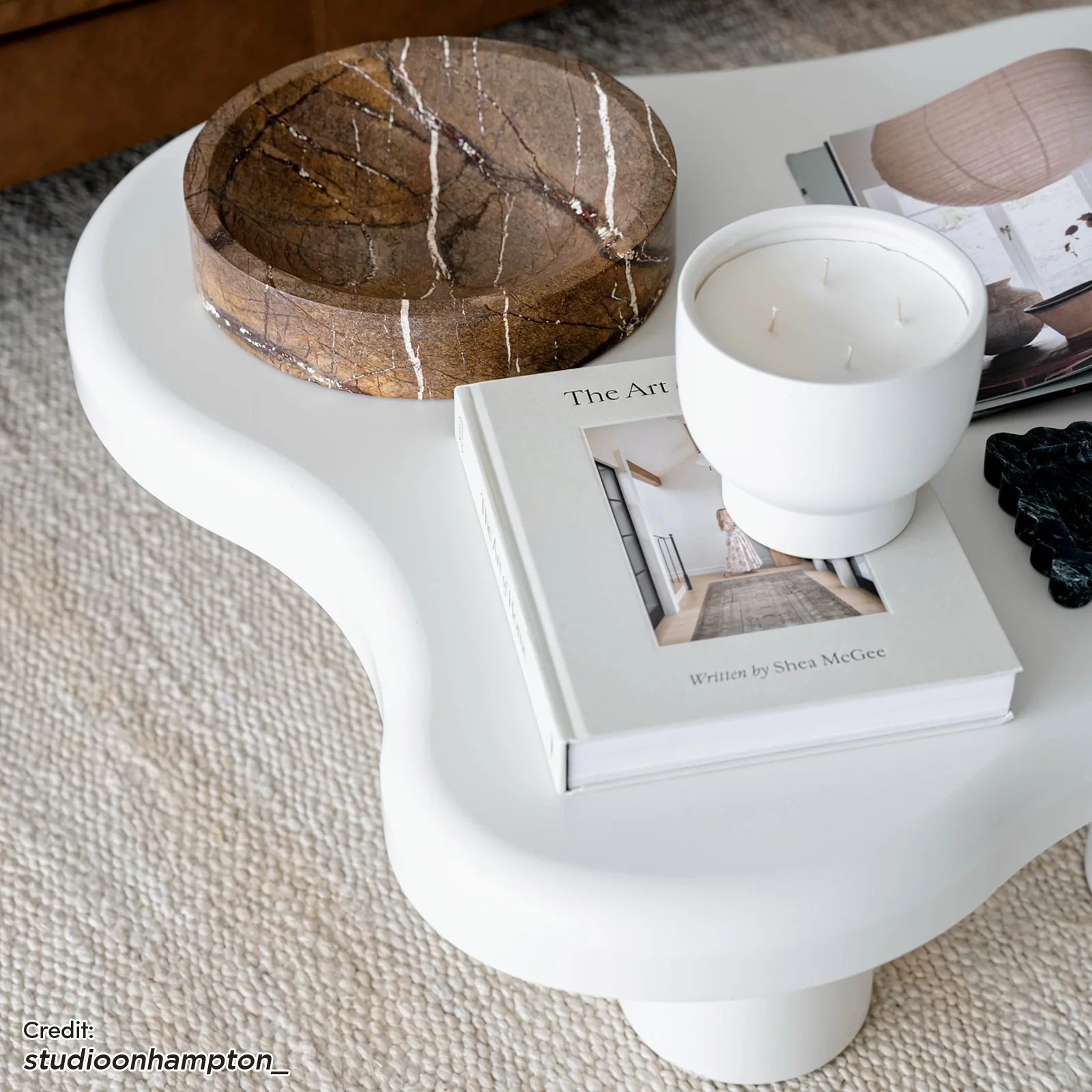 Blissey 90cm Organic Curved Cloud Coffee Table in White - Image 4