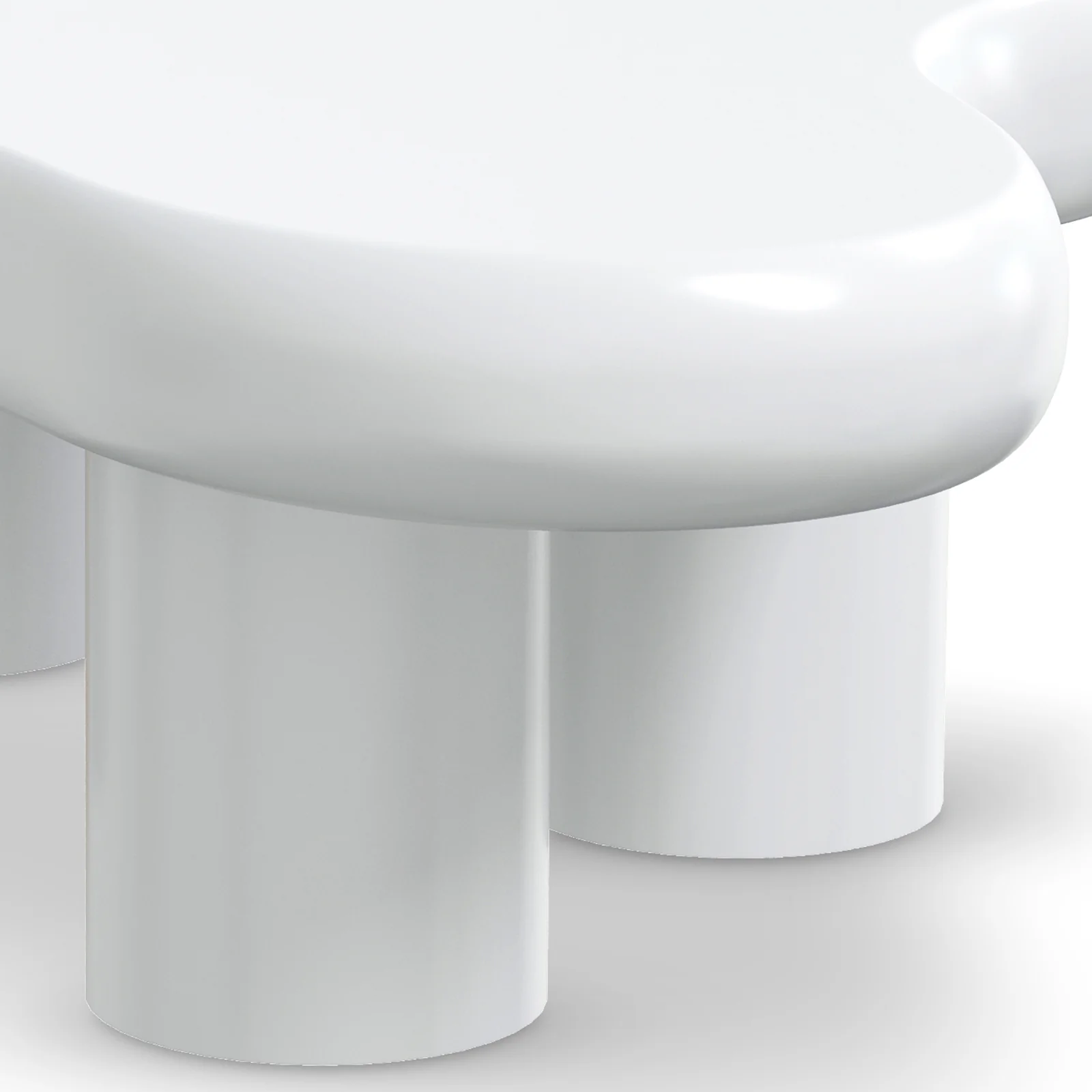 Blissey 90cm Organic Curved Cloud Coffee Table in White - Image 9